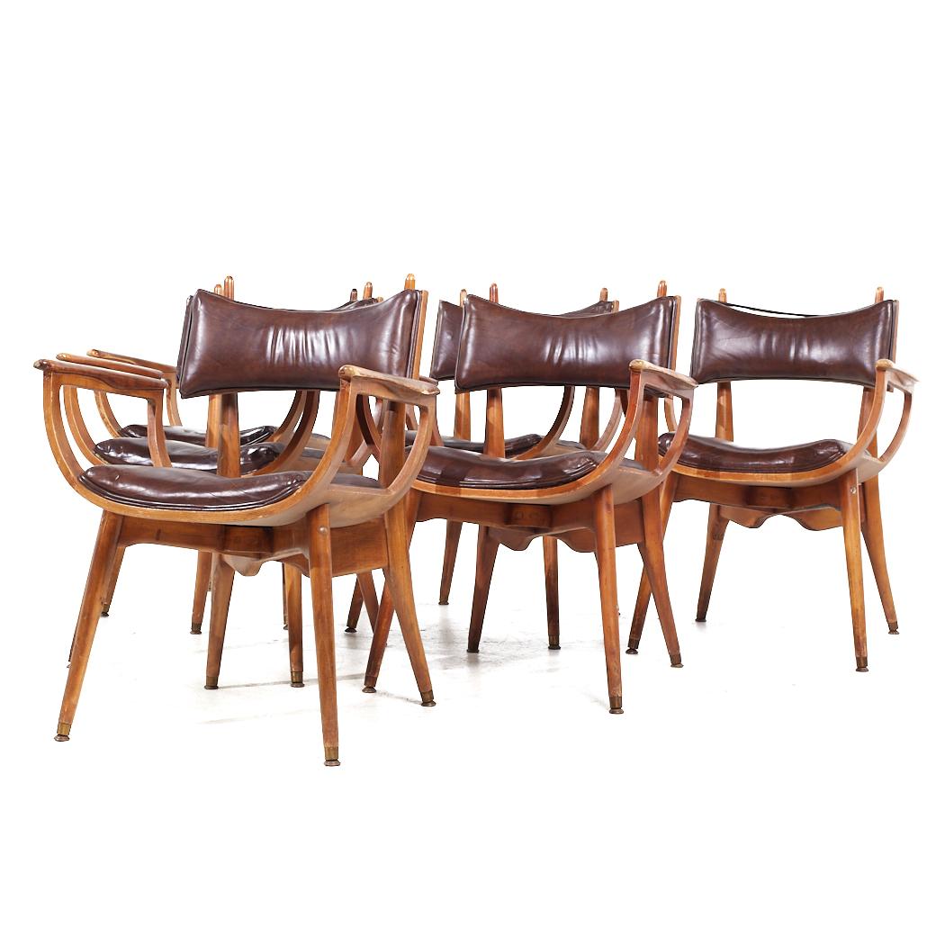 Mid-Century Modern Harold Schwartz for Romweber Mid Century Captains Dining Chairs - Set of 6