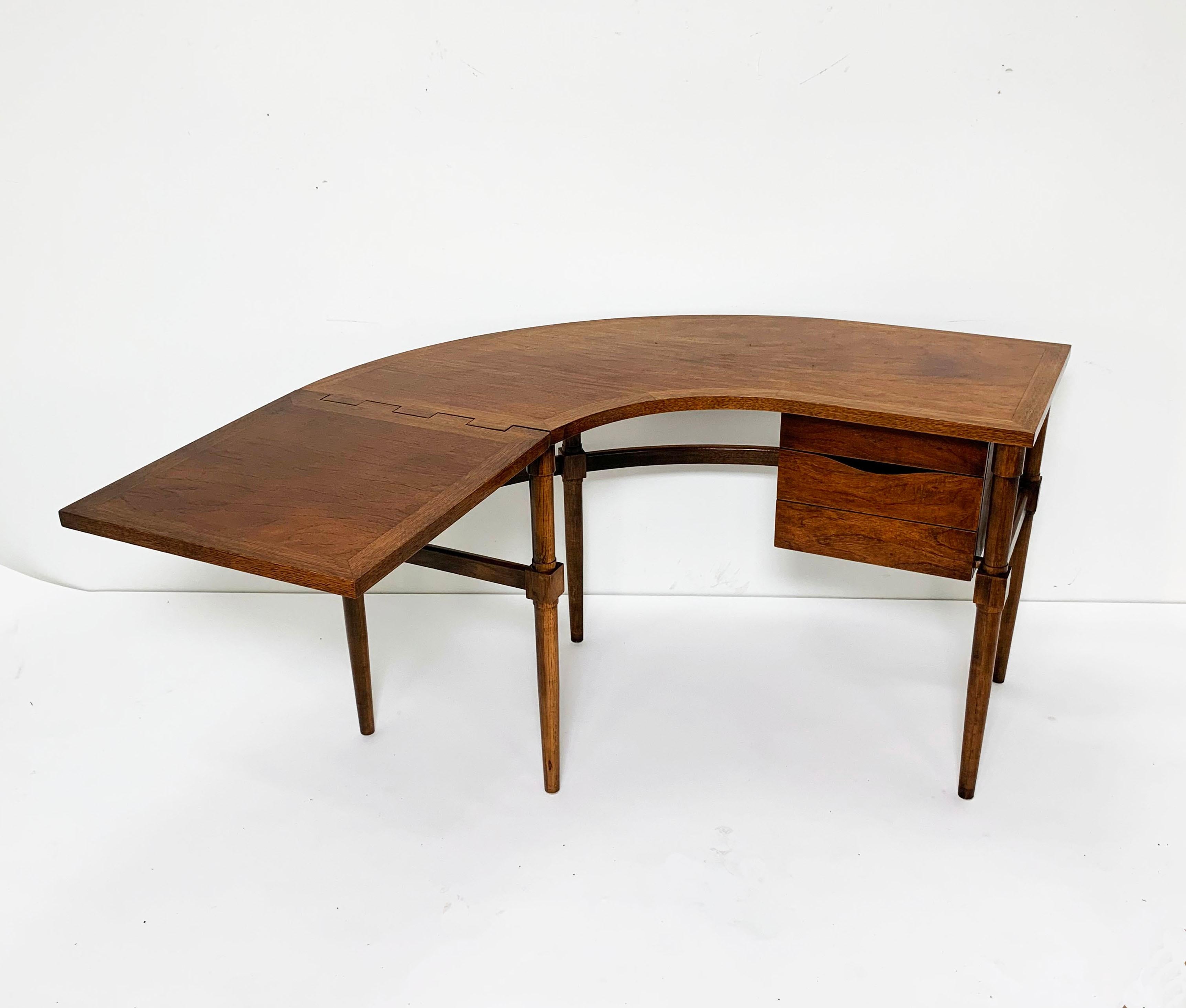 A rare vanity/desk by Harold Schwartz for Romweber, circa early 1950s. After WWII the US faced one of the biggest housing booms in its history as returning GIs used their benefits under the Readjustment Act to purchase new homes. They needed