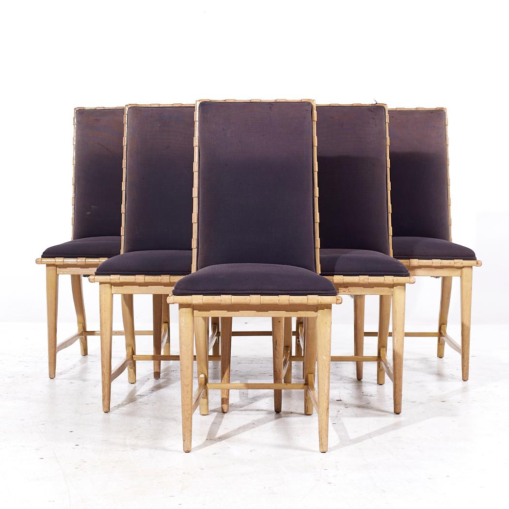 Harold Schwartz for Romweber Mid Century Oak Dining Chairs - Set of 6

Each chair measures: 18 wide x 23 deep x 36.75 inches high, with a seat height/chair clearance of 18.5 inches

All pieces of furniture can be had in what we call restored vintage