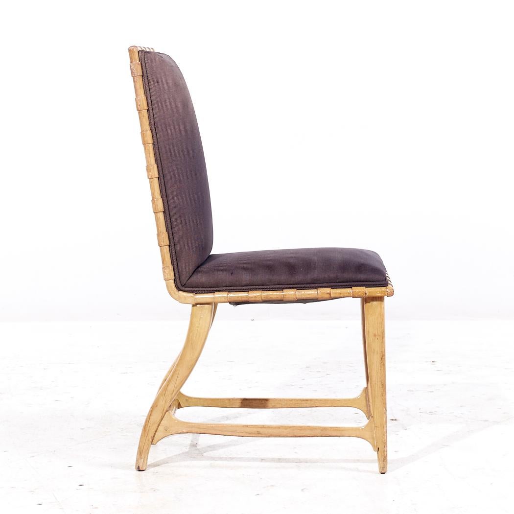 Upholstery Harold Schwartz for Romweber Mid Century Oak Dining Chairs - Set of 6 For Sale