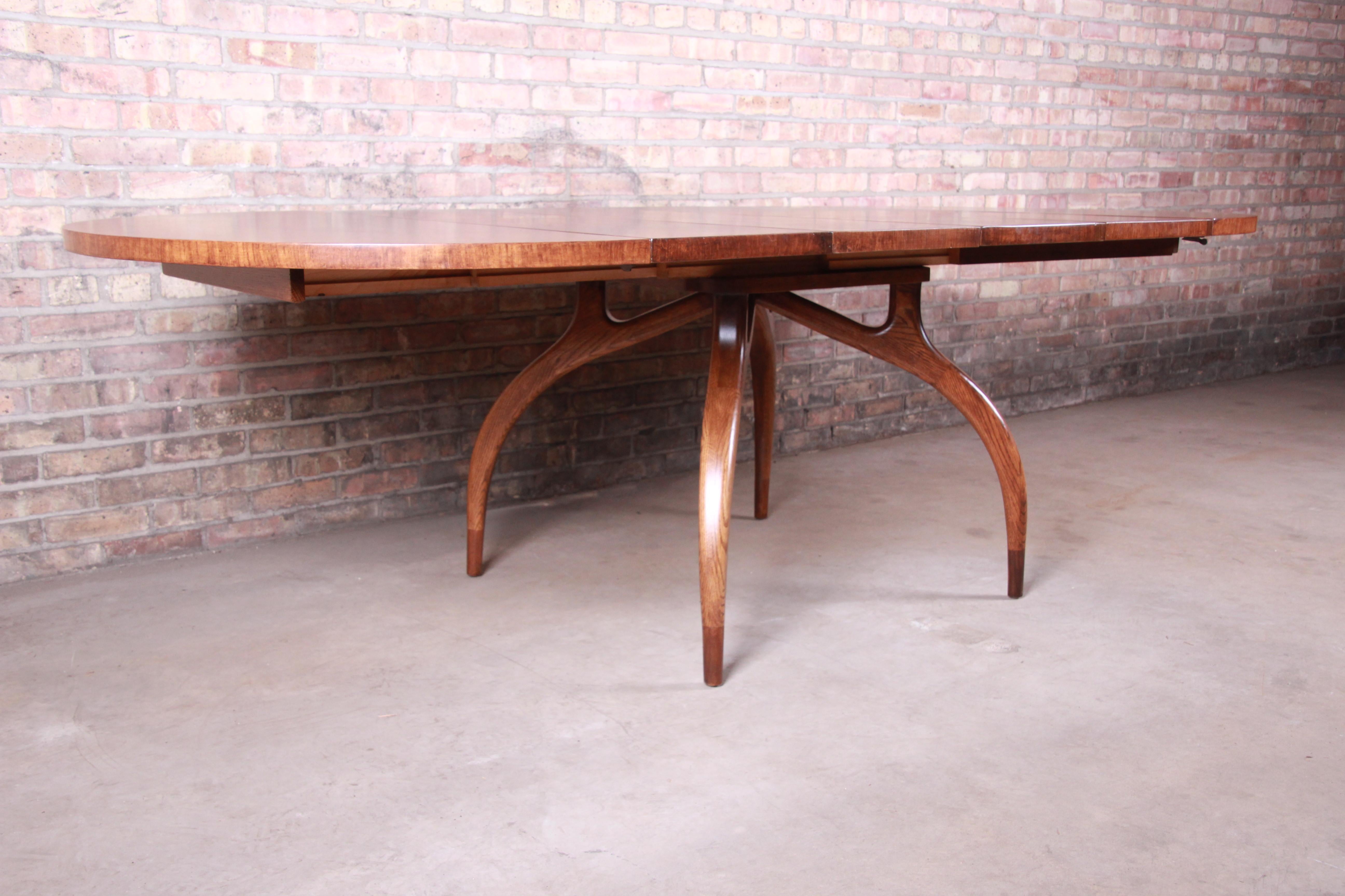 American Harold Schwartz for Romweber Midcentury Spider Leg Dining Table, Newly Restored