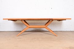 Harold Schwartz for Romweber Oak Spider Leg Dining Table, Newly Refinished