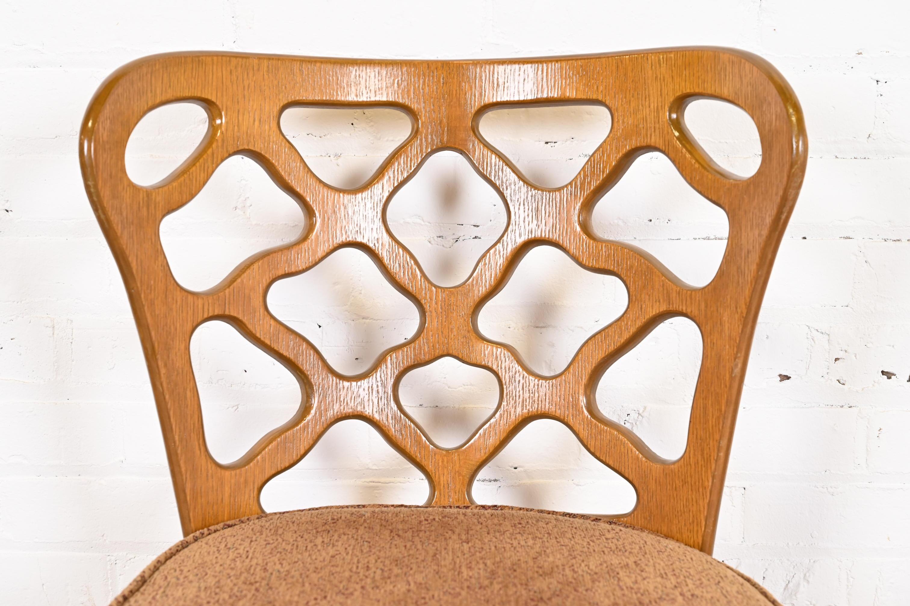 Harold Schwartz for Romweber Sculpted Oak Dining Chairs, Set of Six 3