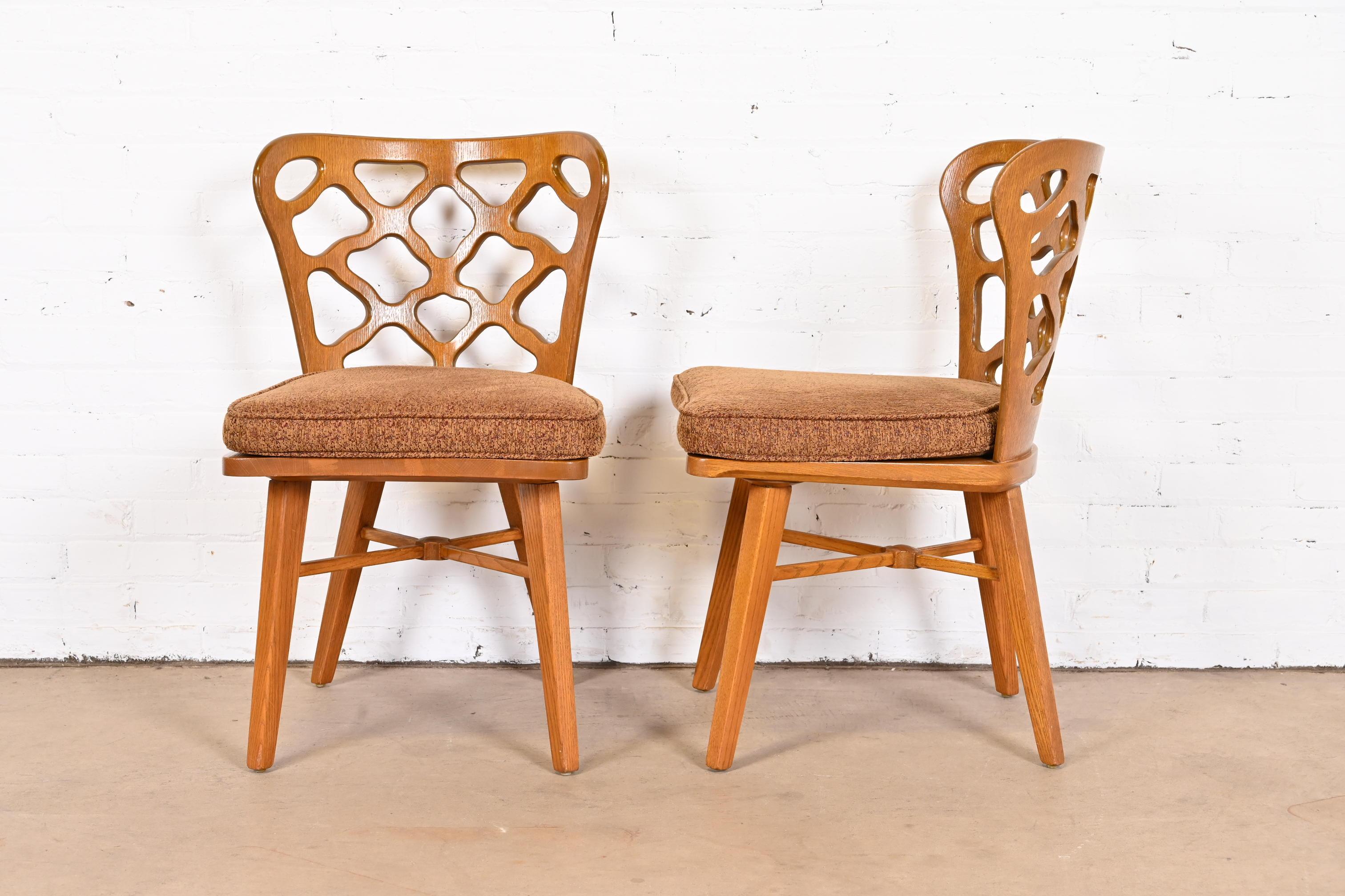 Harold Schwartz for Romweber Sculpted Oak Dining Chairs, Set of Six 1
