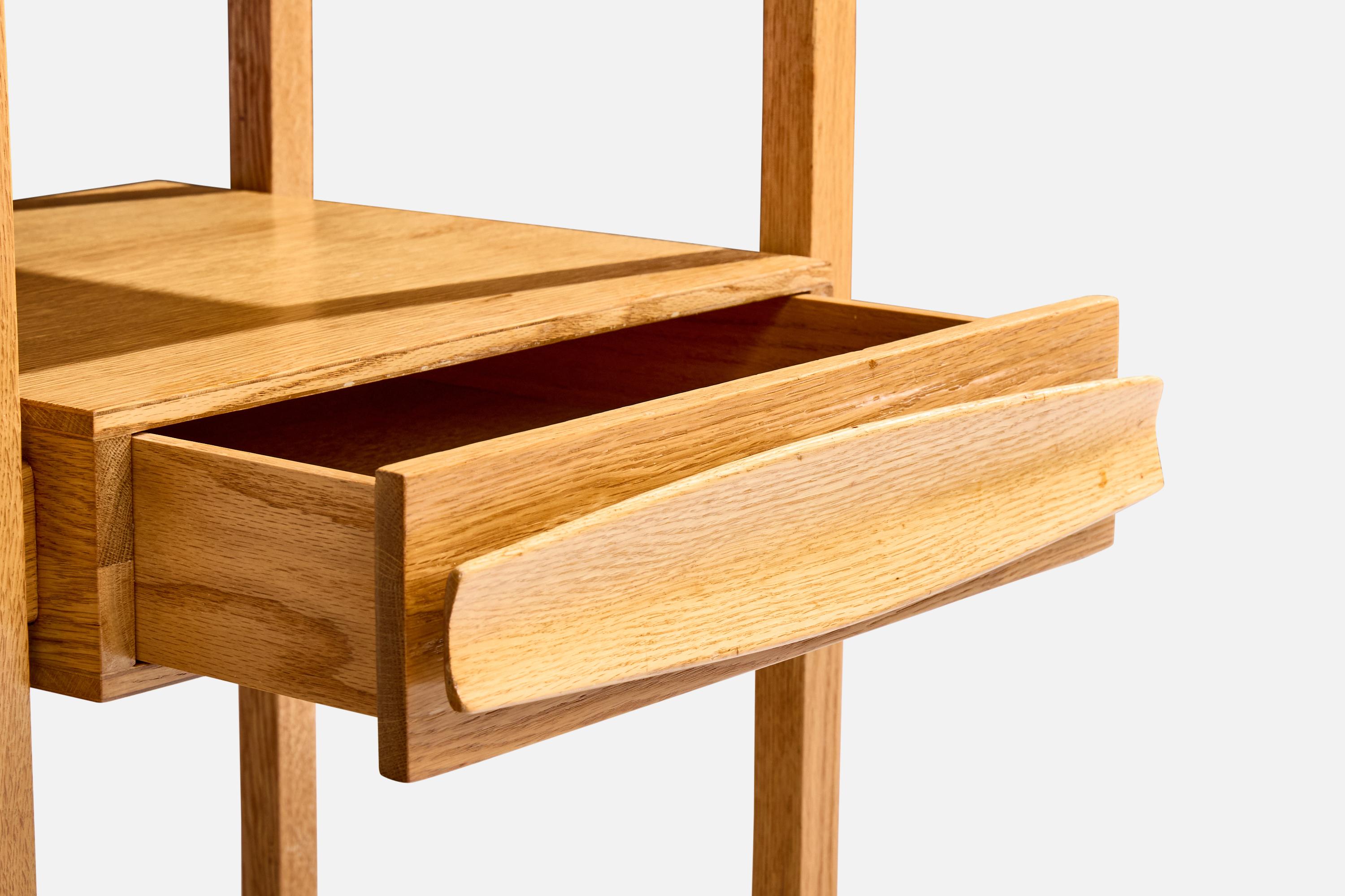 Harold Schwartz, Nightstands, Oak, Leather, USA, 1950s 4