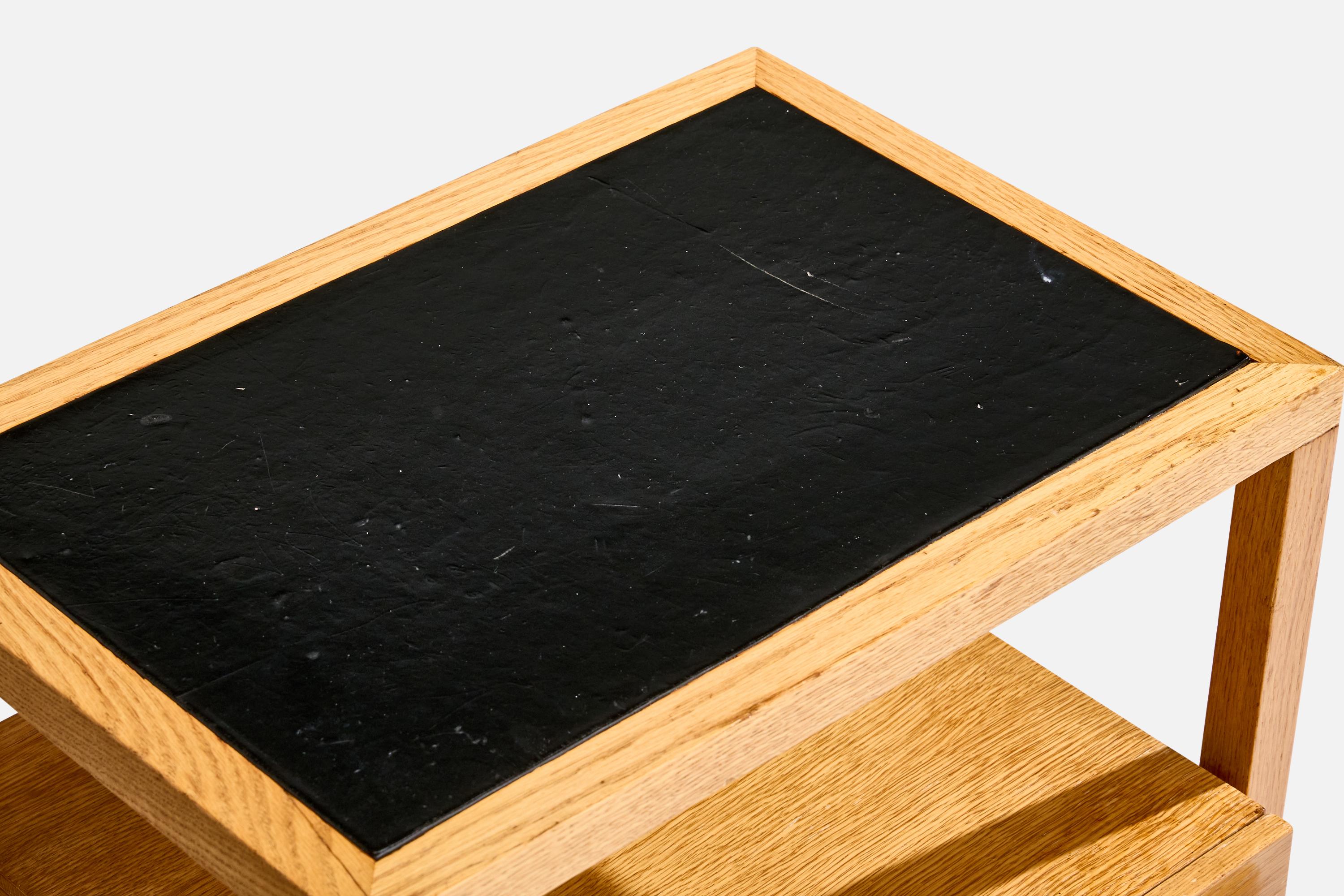 Harold Schwartz, Nightstands, Oak, Leather, USA, 1950s 2