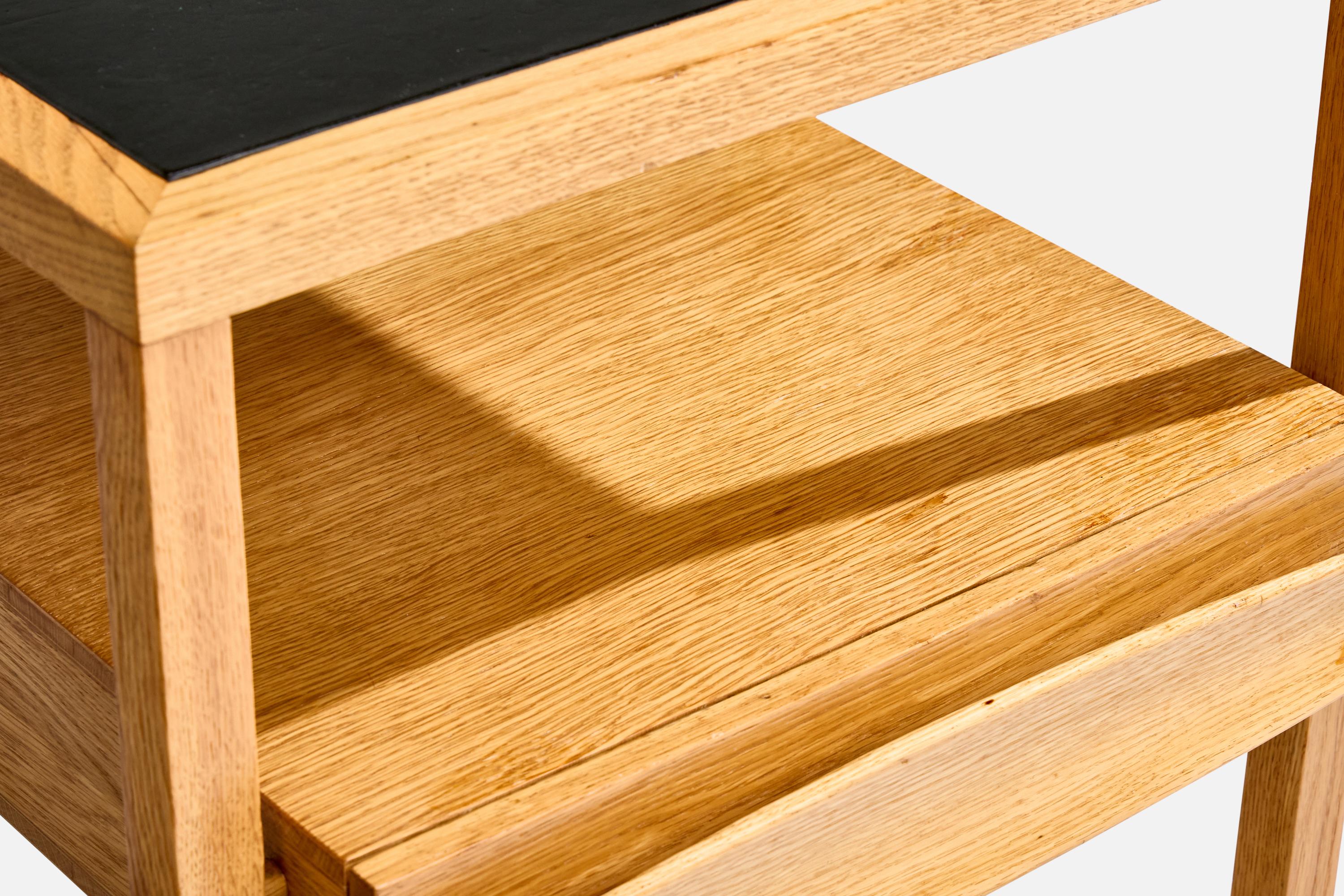 Harold Schwartz, Nightstands, Oak, Leather, USA, 1950s 3