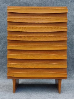 Harold Schwartz Romweber Oak 8-Drawer Tall Chest, Sculptural & Architectural 50s