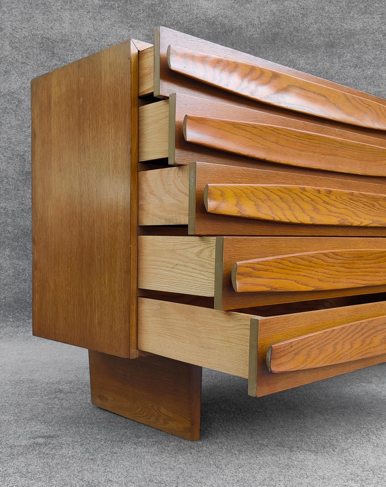 Harold Schwartz Romweber Oak Tambour Cabinet, Sculptural & Architectural 1950s 2