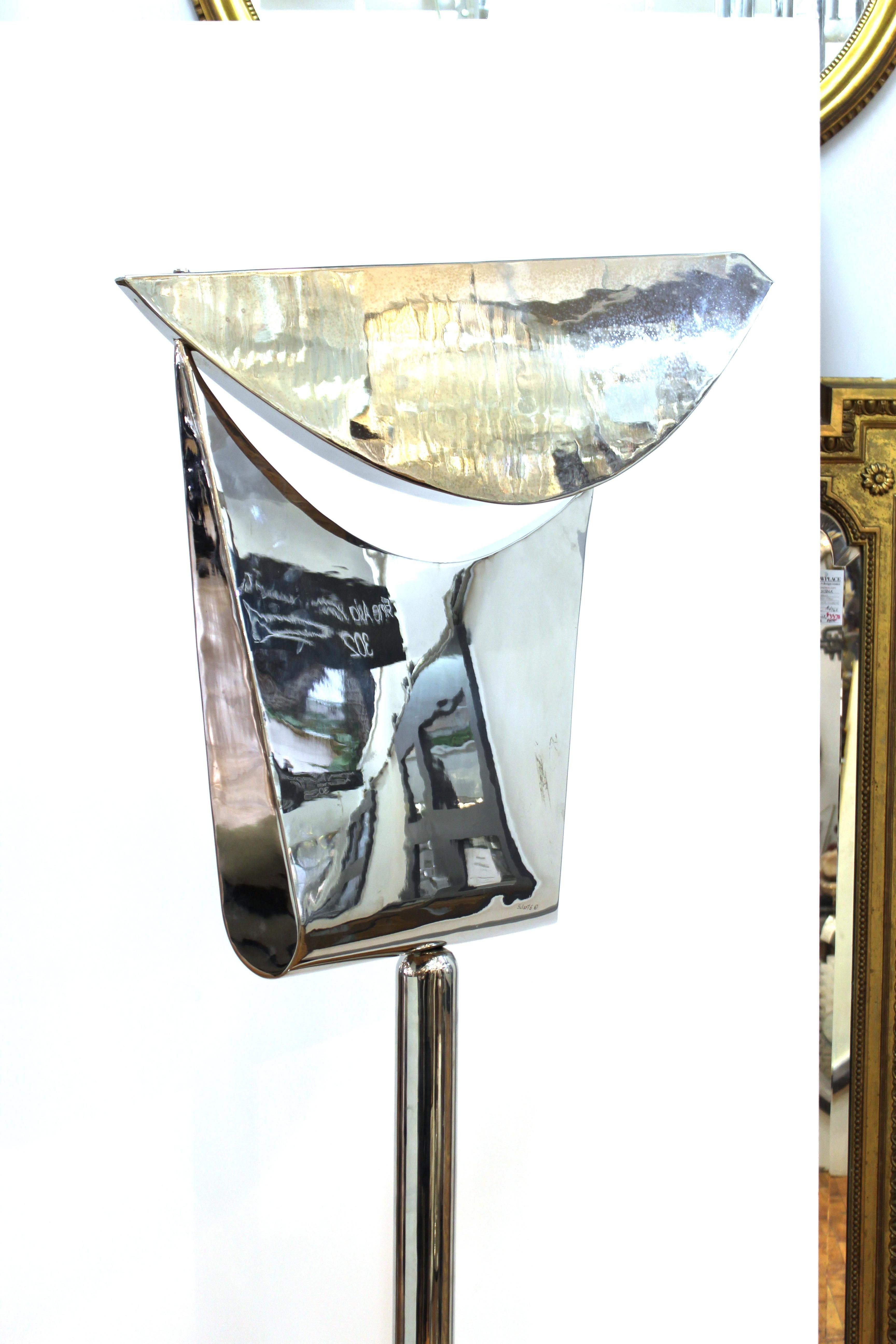 Harold Sclar Modern Abstract Chrome Sculpture In Good Condition In New York, NY
