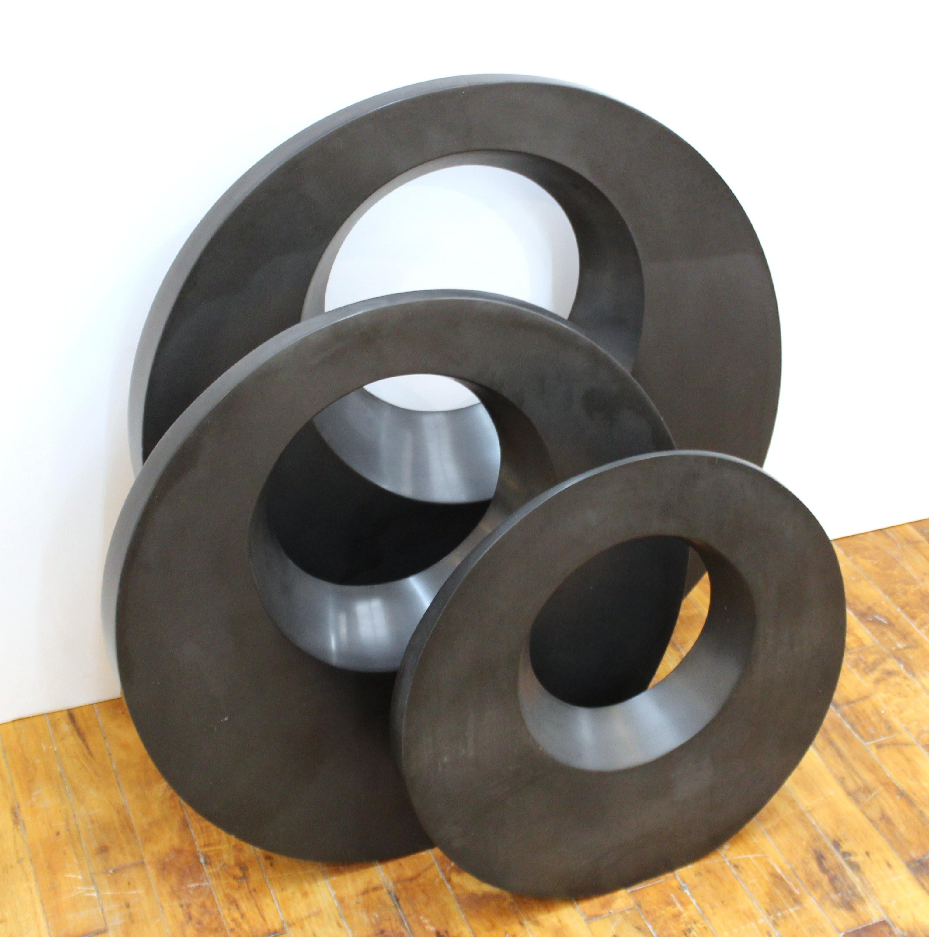 American Masatoyo Kishi 'Kuki' Modern Cast Stone Disc Sculptures