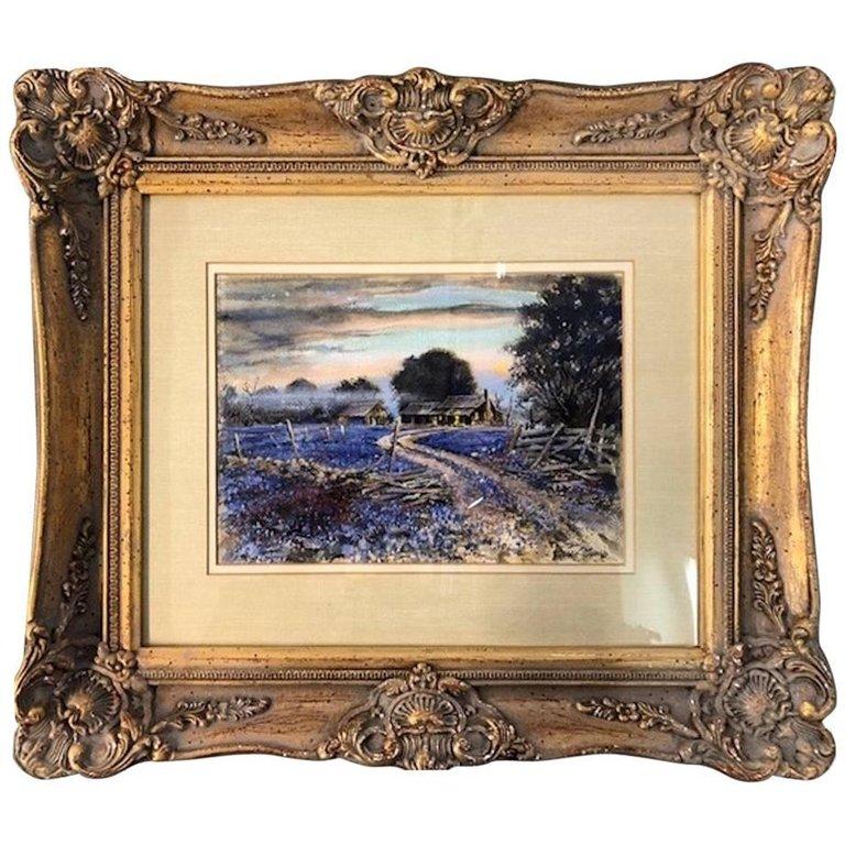 Harold Sims Landscape Painting - Bluebonnet Sunset
