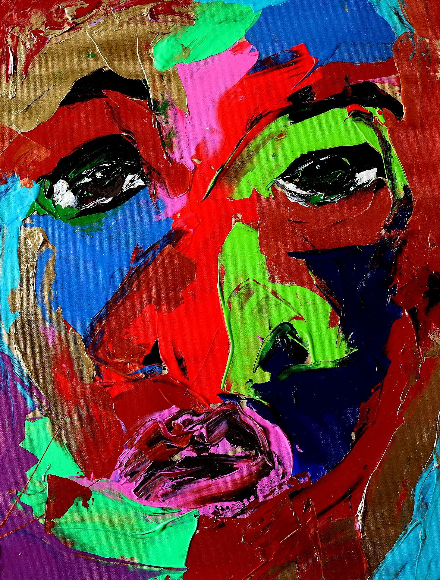 Untitled  24" x 18"  Man of Color Series  Acrylic on Canvas Sheet  Unframed  2022 :: Painting :: Contemporary :: This piece comes with an official certificate of authenticity signed by the artist :: Ready to Hang: No :: Signed: Yes :: Signature