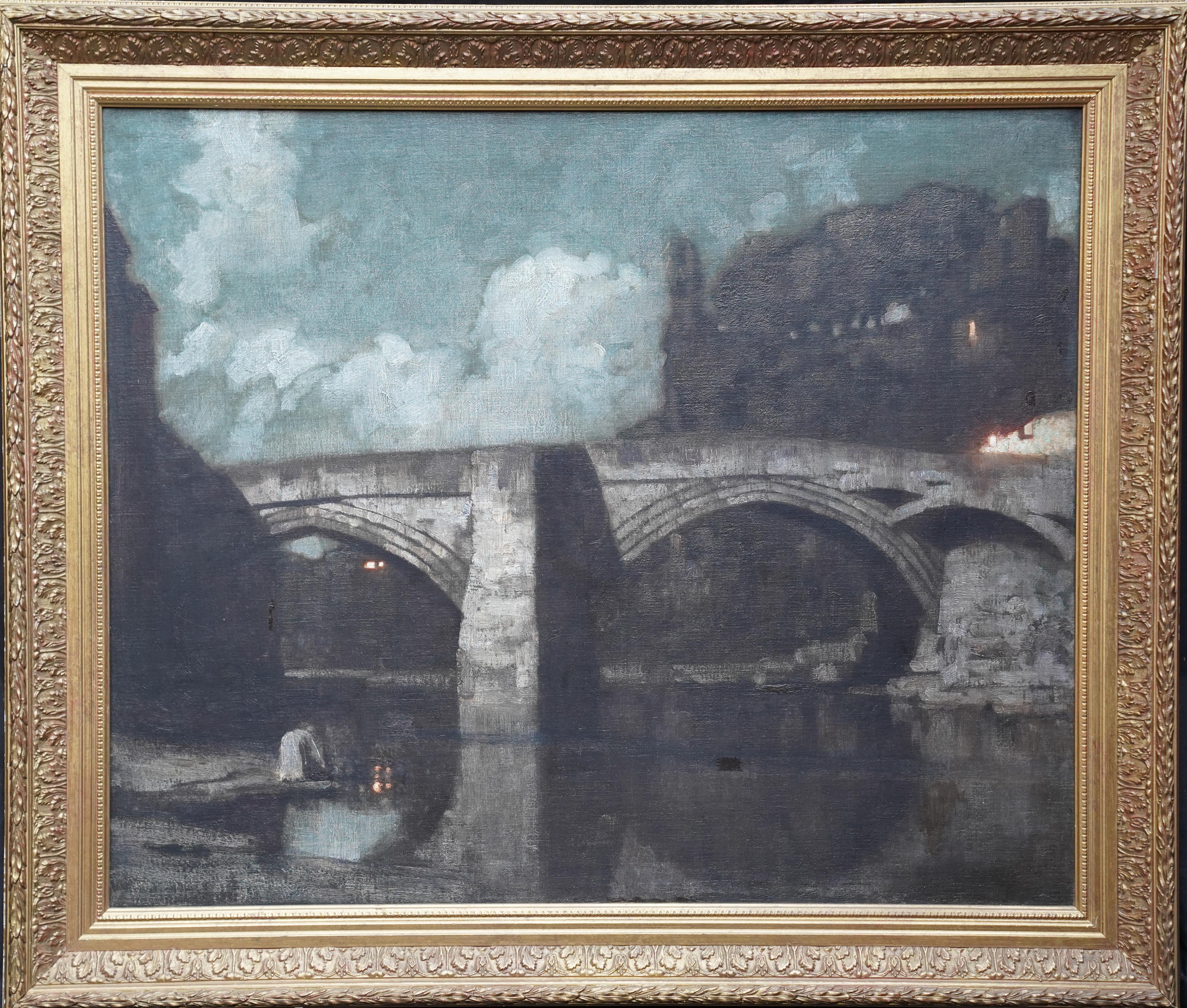 Alcantara Bridge Toledo - British Victorian art Spanish landscape oil painting For Sale 7