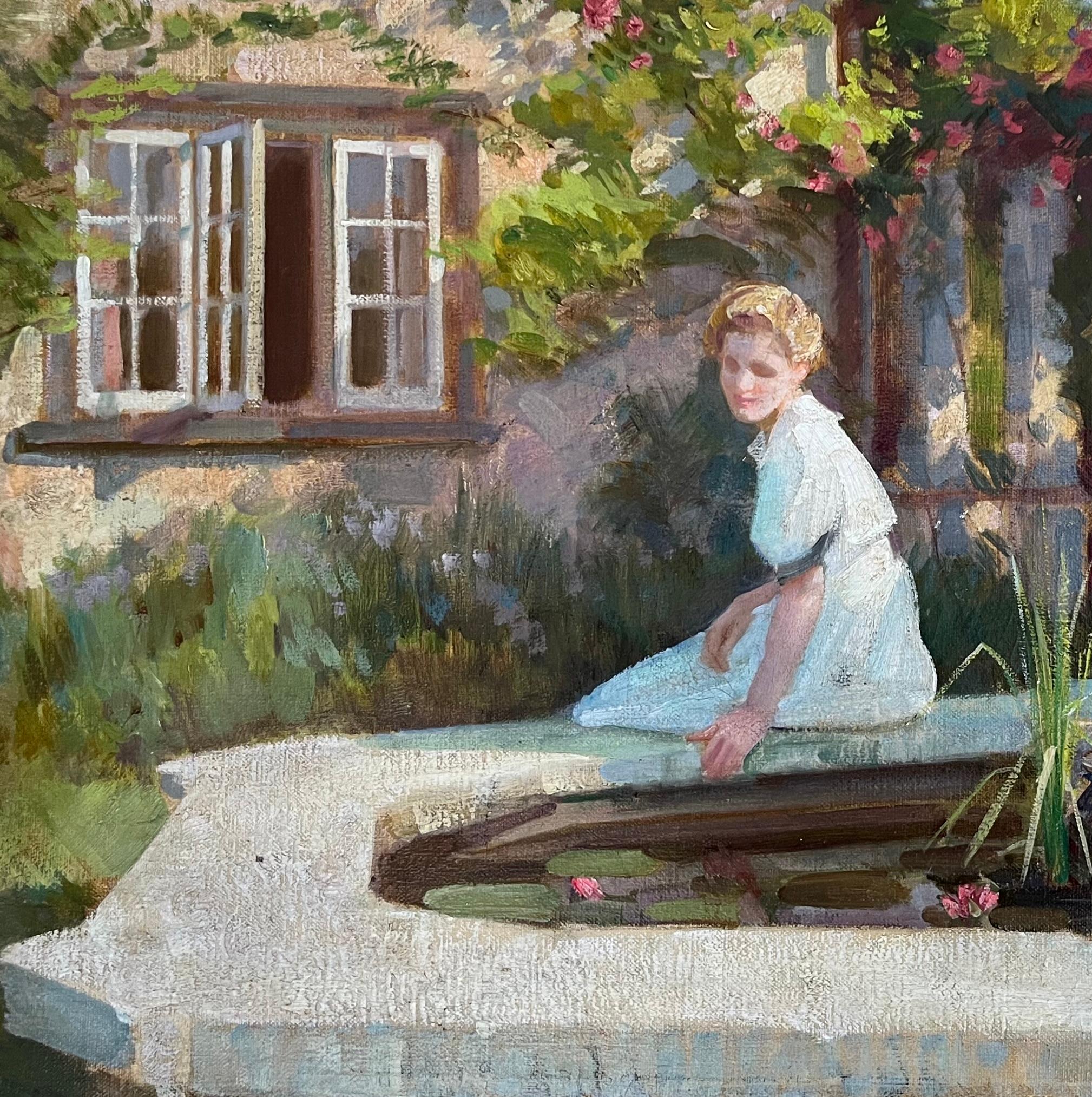 Harold Speed, dipinto impressionista britannico raffigurante una bellezza presso una fontana in vendita 3