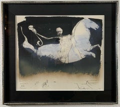 Vintage 'Man and Horse' by Harold Stevenson, Lithograph