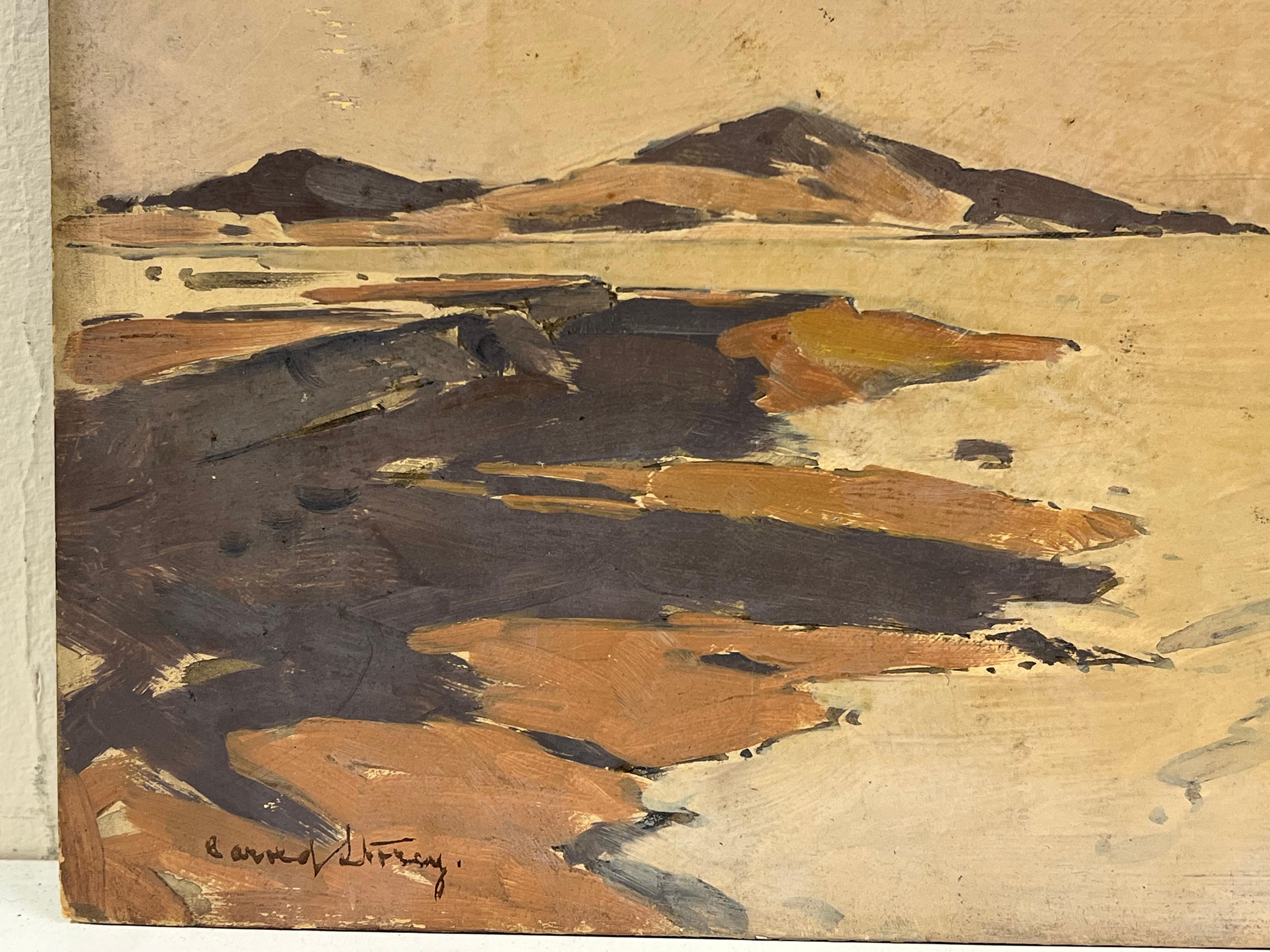 Stimmungsvolle antike schottische Landschaft signiert Ölgemälde Loch Coastal View (Braun), Landscape Painting, von Harold Storey