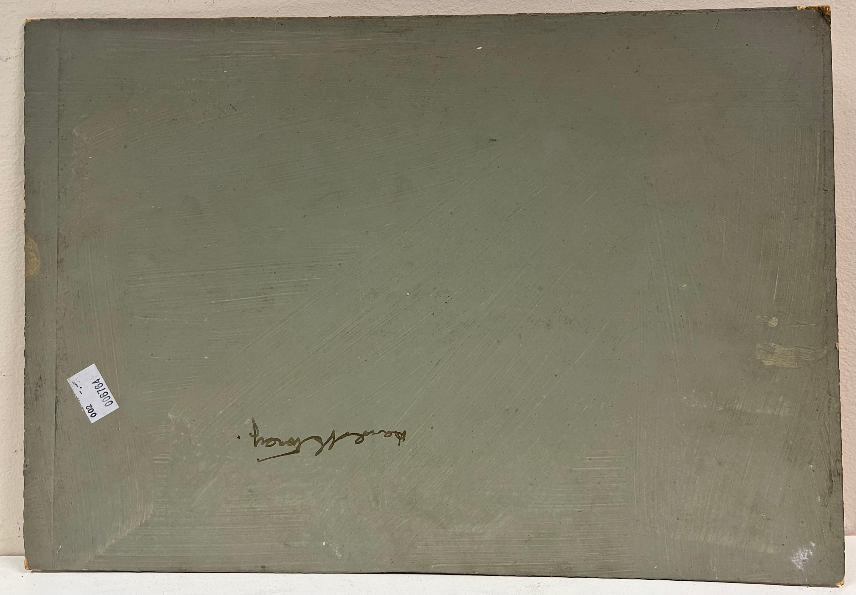Scène de campagne en vert vif avec arbres doux Paysage Huile écossaise des années 1920 en vente 4