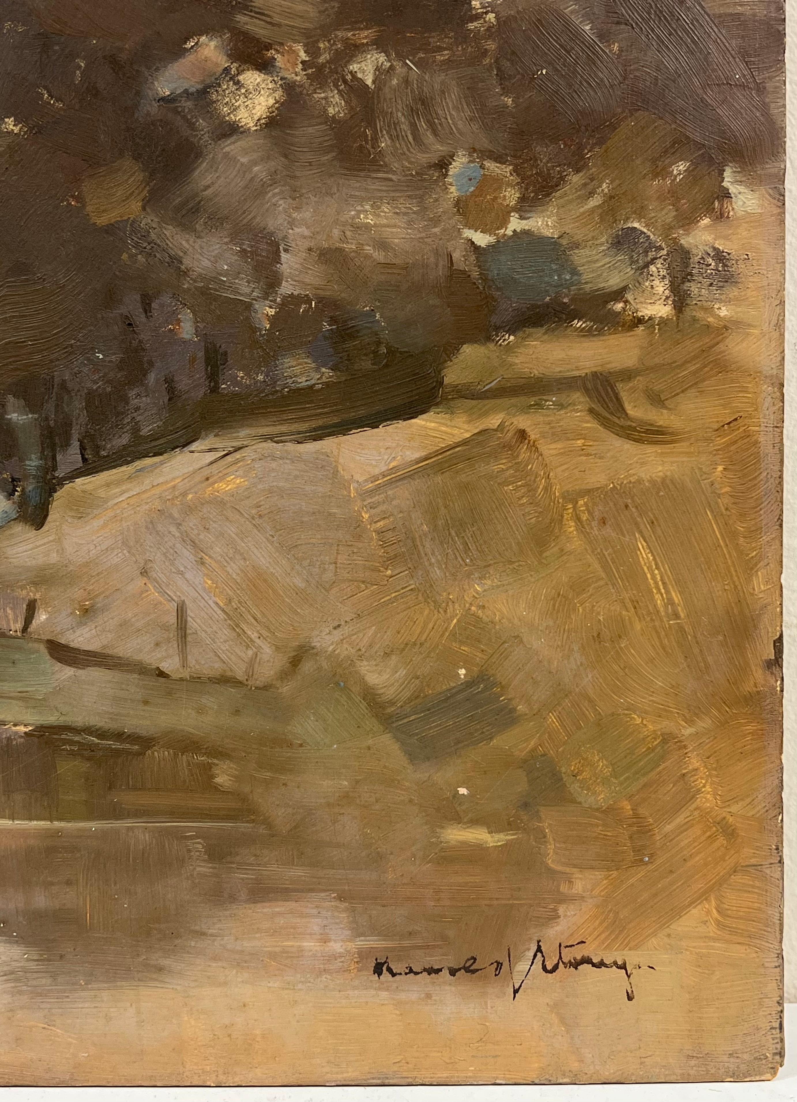 Tranquil Evening Yellow River Bank Antique Scottish Oil Painting For Sale 4