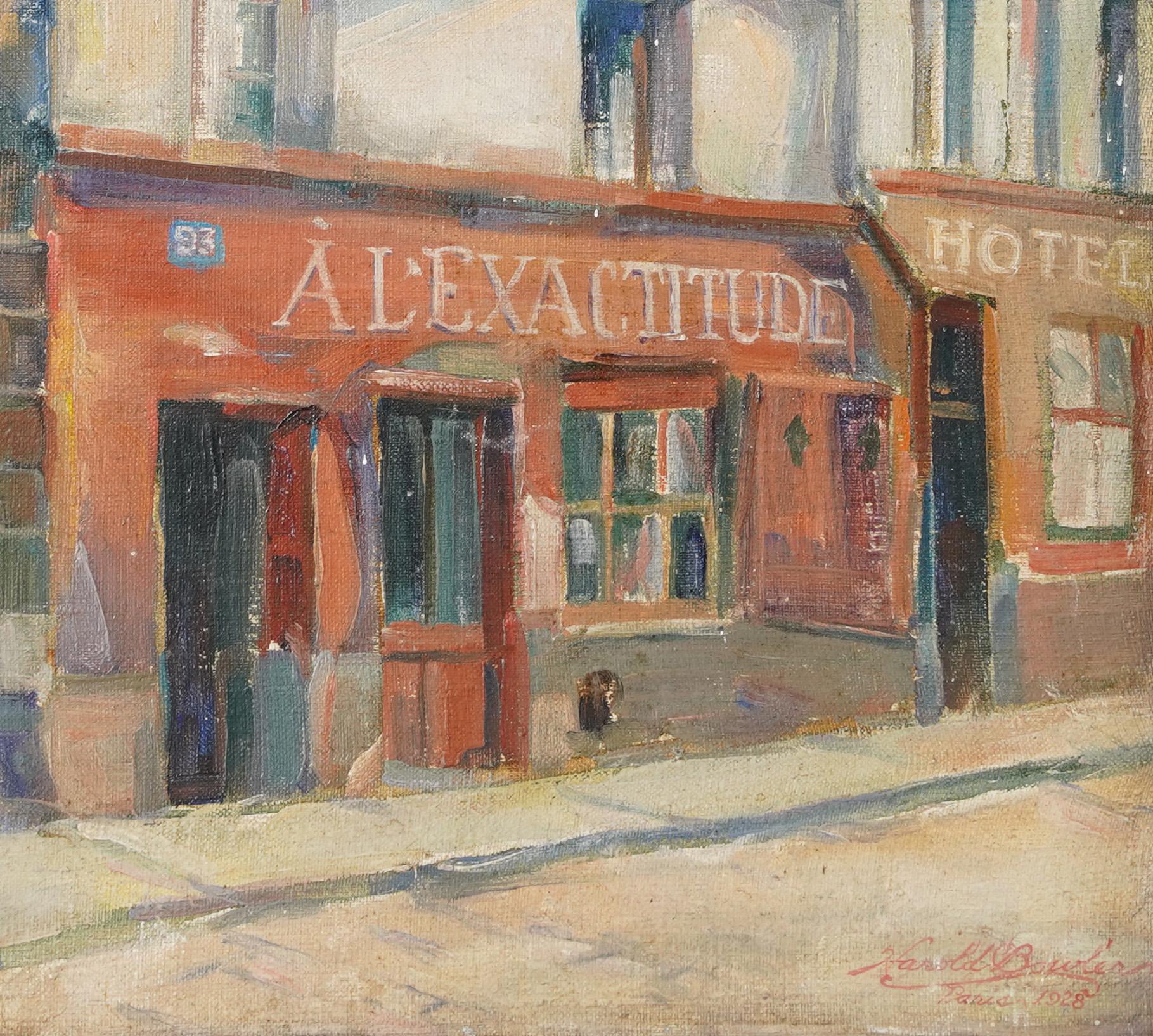  Antique American Impressionist in Paris Signed Street Scene Framed Oil Painting For Sale 2