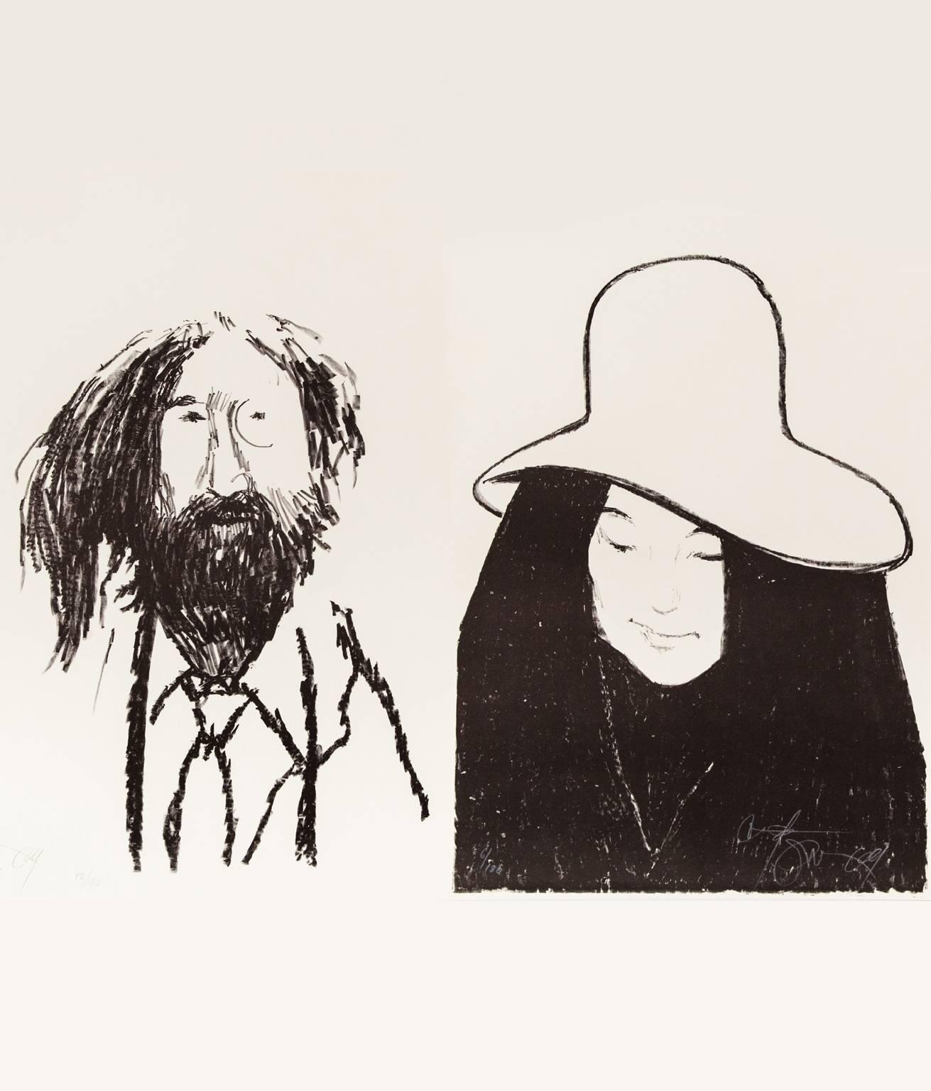 Harold Town Figurative Print - John & Yoko