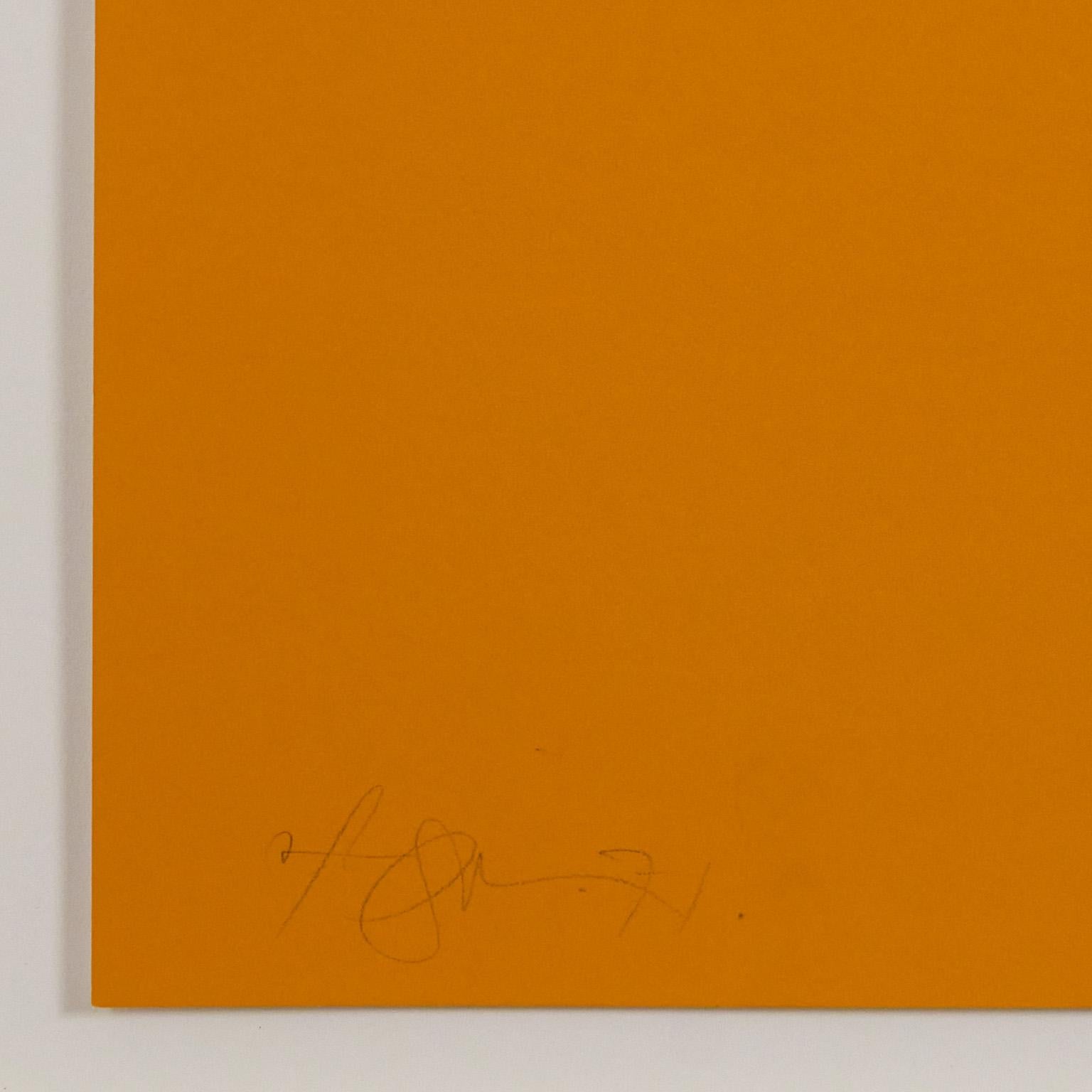 Orange Blue Stretch - Gray Abstract Print by Harold Town