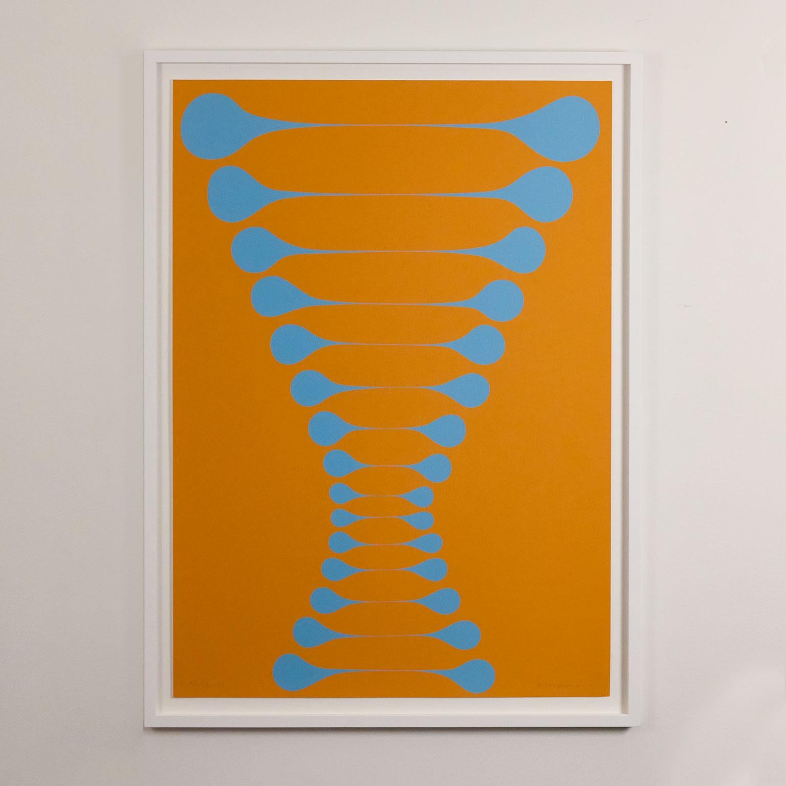 Harold Town Abstract Print - Orange Blue Stretch