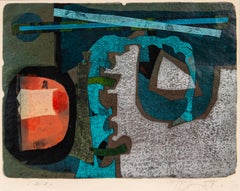 Port Signal - bold, colorful, abstract, framed, autographic, monoprint
