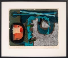 Port Signal - bold, colorful, abstract, framed, autographic, monoprint