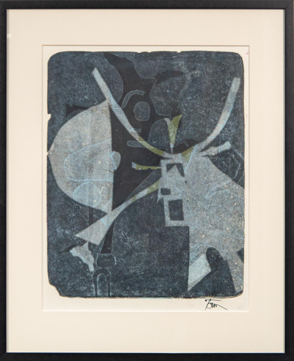 Harold Town Abstract Print - Untitled, 'Single Autographic Print' (1950s) - abstract, framed, monoprint