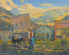 Vintage Colorado Ghost Town Oil Painting by Harold Skene, Western Landscape