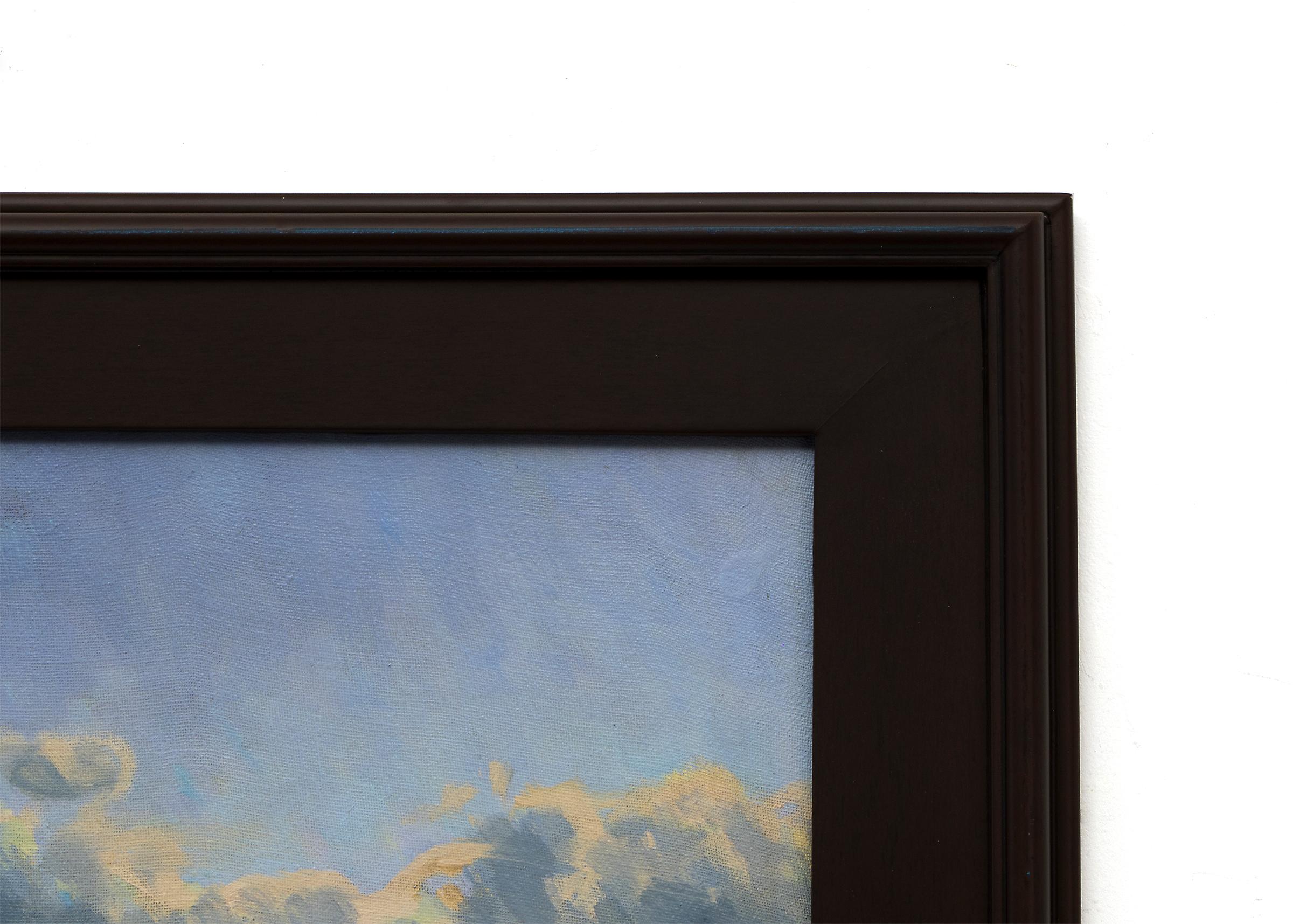 Homesteaders, peinture à l'huile encadrée de paysage de montagne du Colorado des années 1960 en vente 1