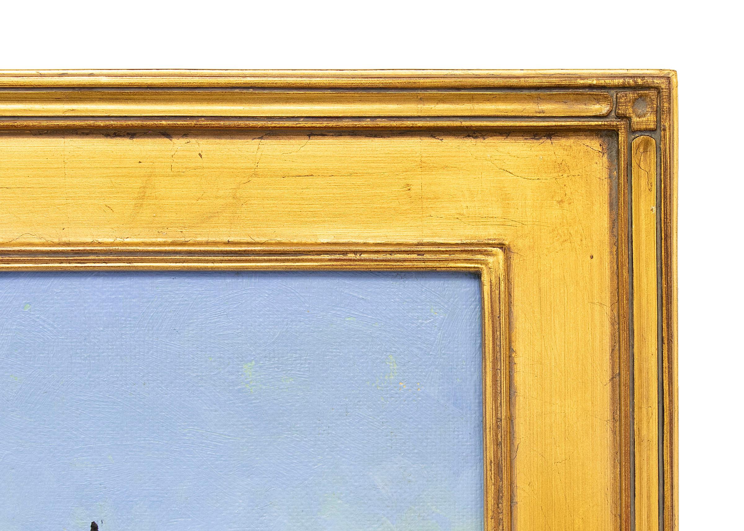 Peinture à l'huile d'un paysage de montagne des années 1950 