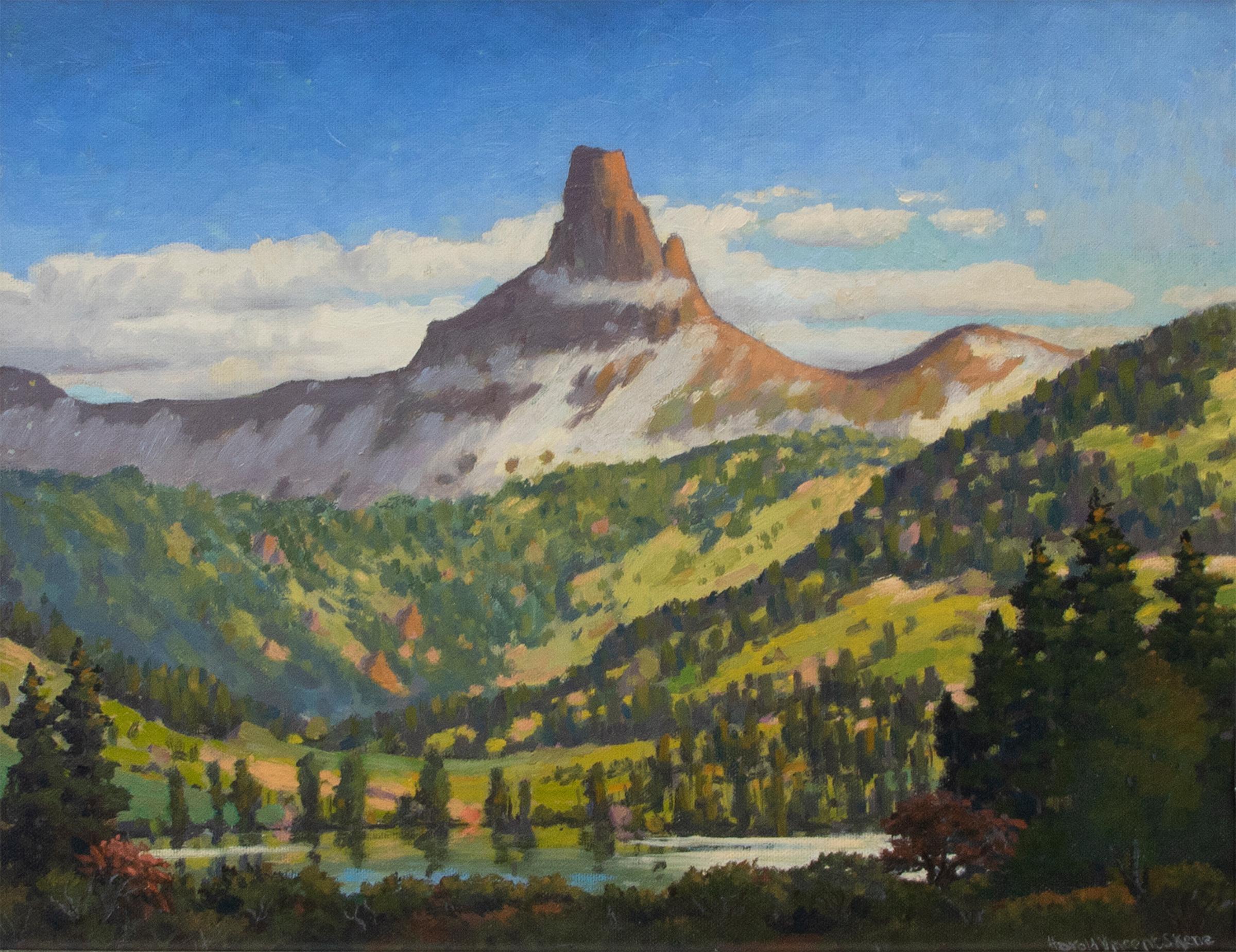 Lizard Head, Near Telluride, Colorado, Vintage Mountain Landscape, Lake & Trees - American Realist Painting by Harold Vincent Skene