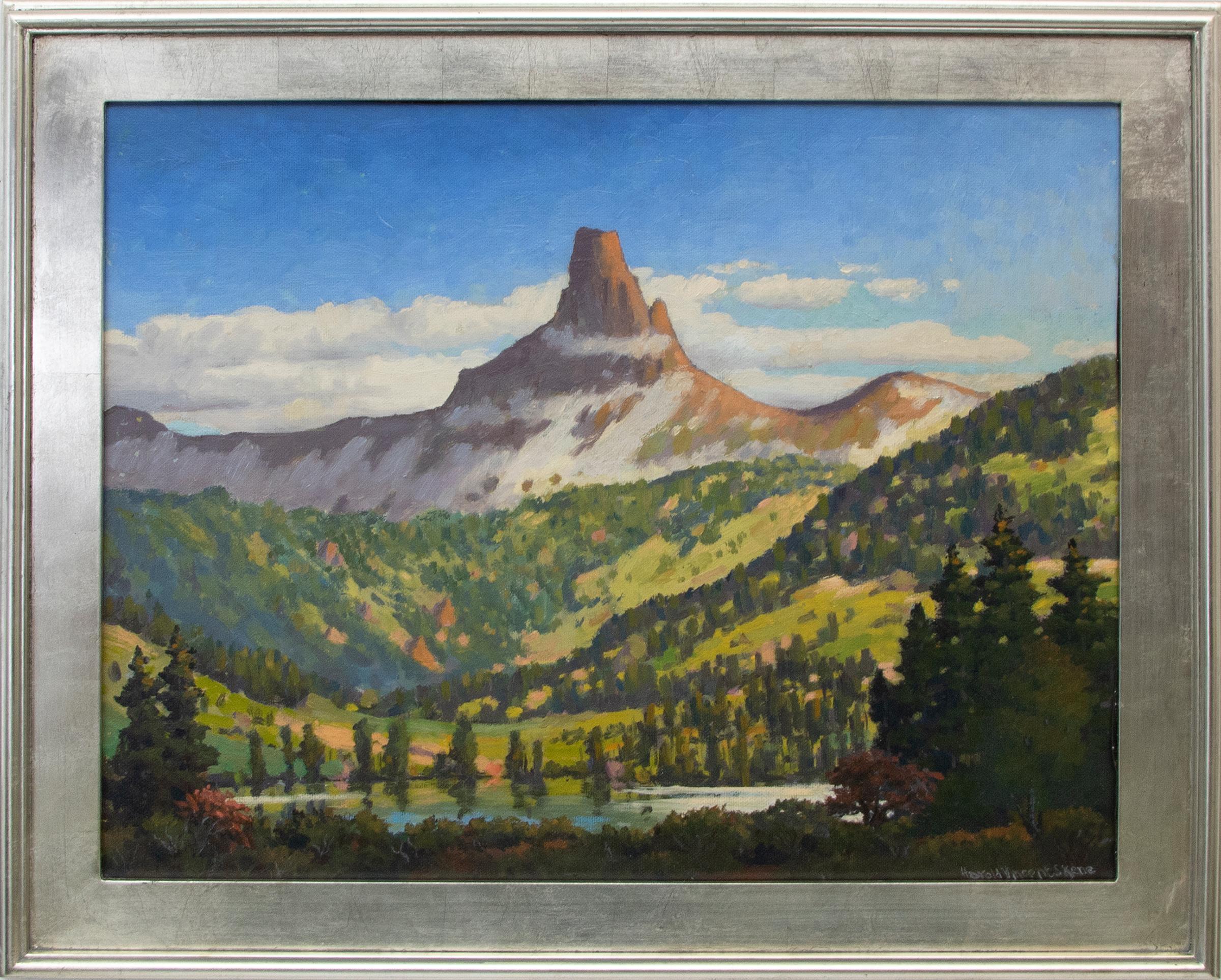 Lizard Head, Near Telluride, Colorado, Vintage Mountain Landscape, Lake & Trees - Painting by Harold Vincent Skene
