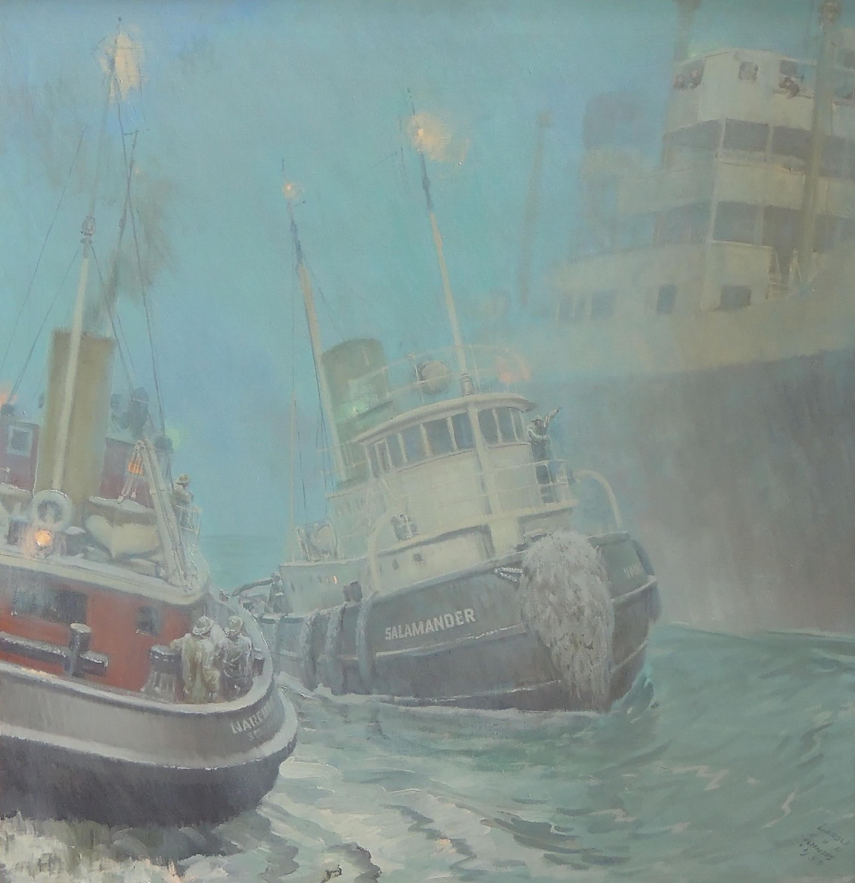 An Illustration from "Tugboat Annie" - Painting by Harold von Schmidt
