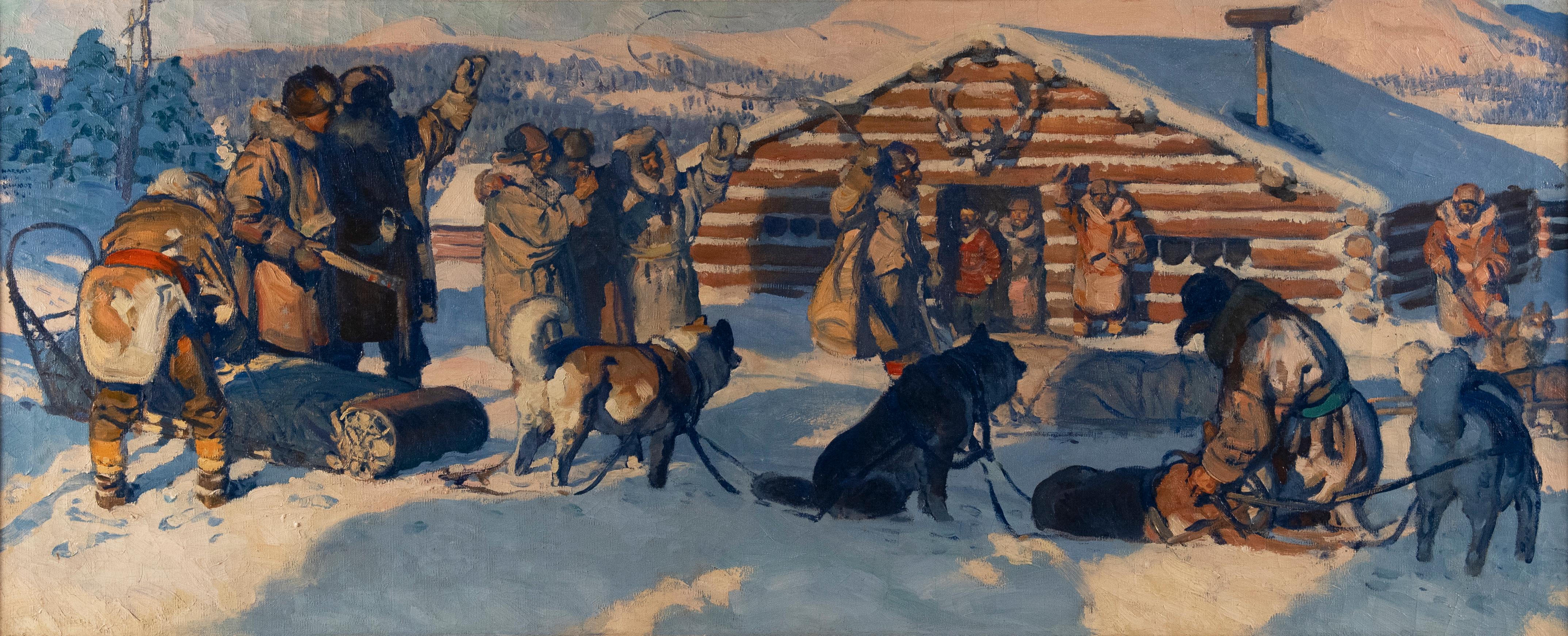 Holiday Spirits Up at Hudson's Bay - Painting by Harold von Schmidt