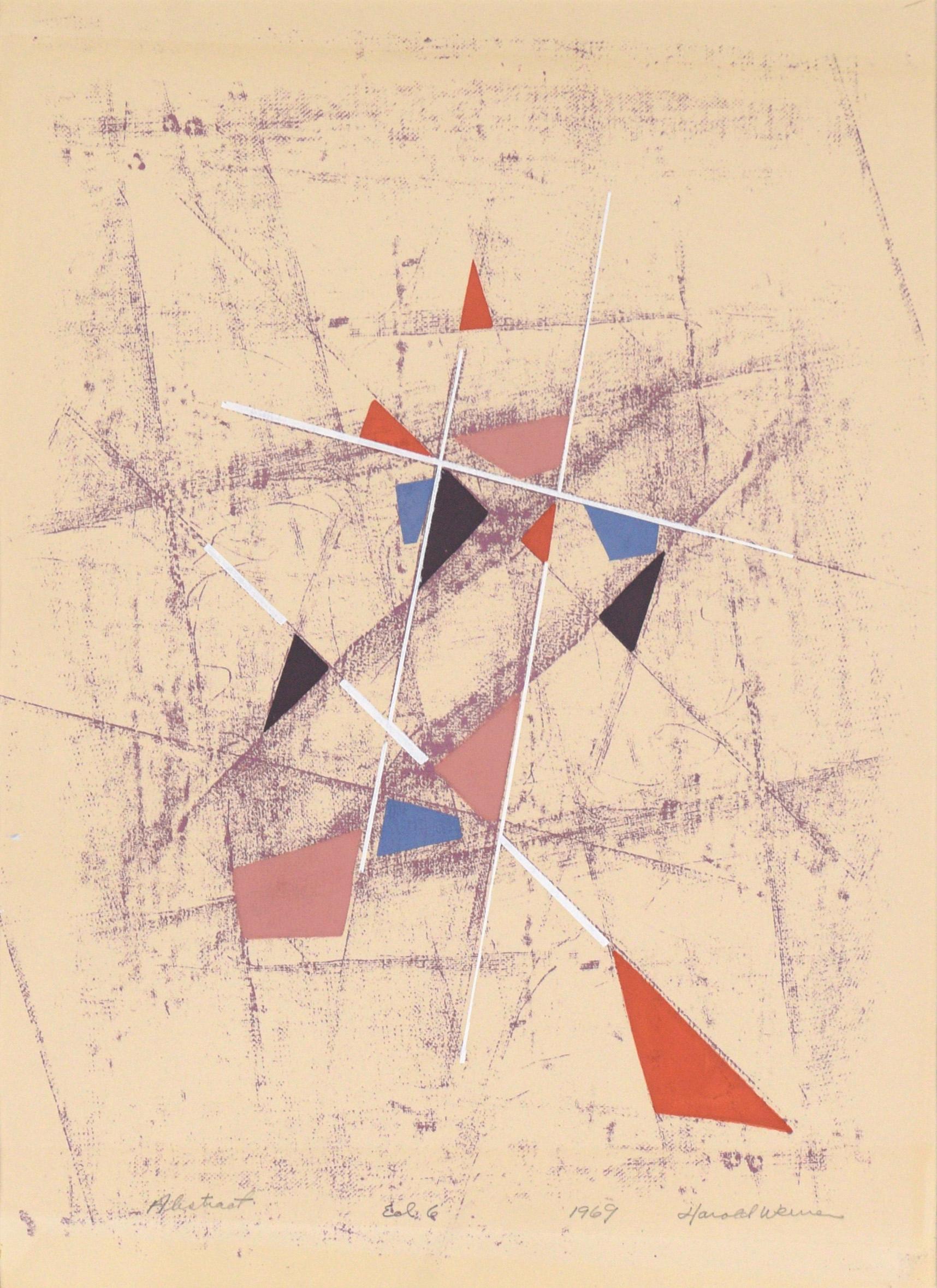Geometrische abstrakte Lithographie im Stil von Kandinsky von Harold Weiner im Angebot 1