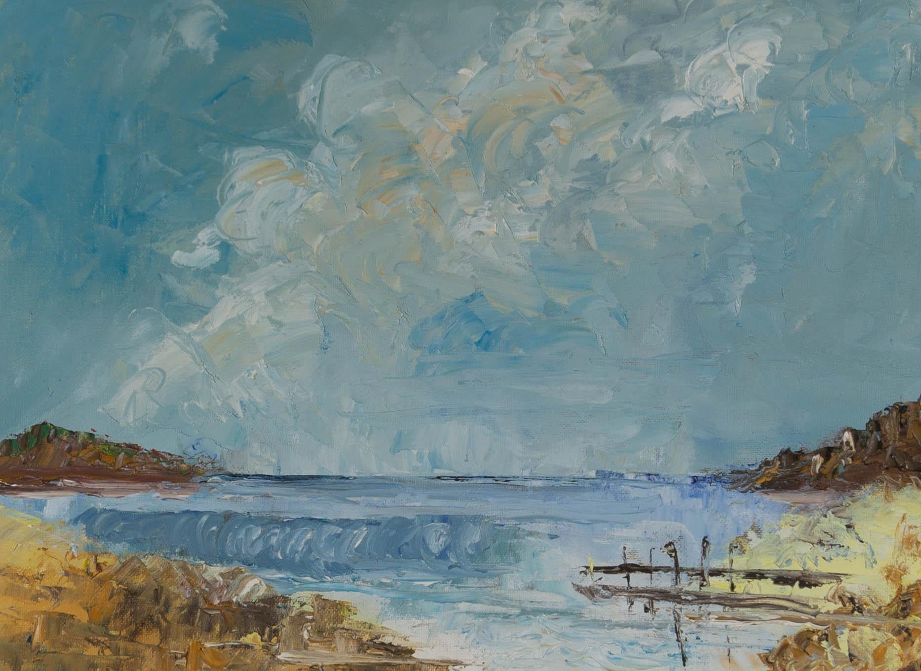 Harold Williams - Contemporary Oil, Sunny Coastal Scene For Sale 1