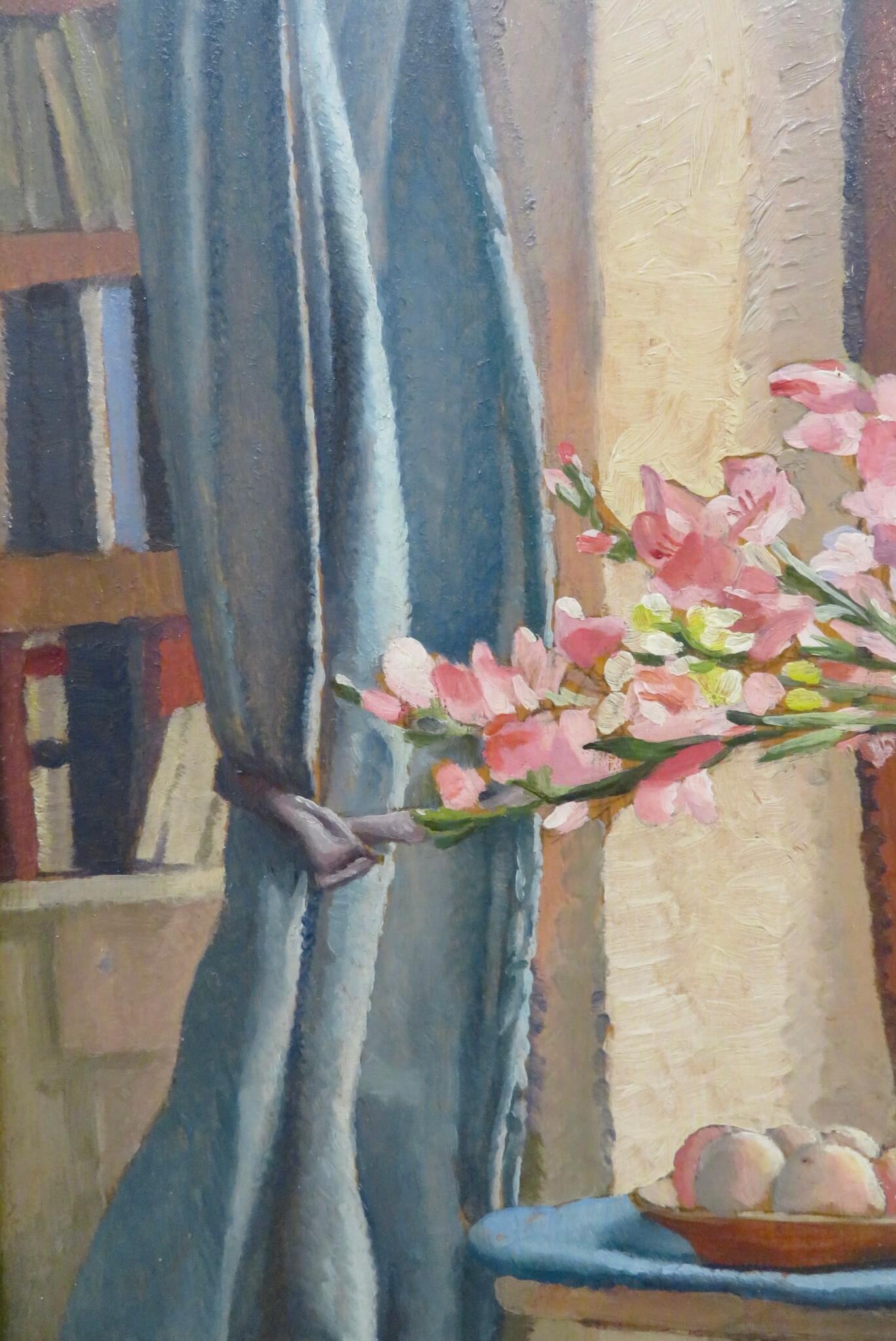 (1898-1992) Fine English Mid Century Oil Painting STILL LIFE FLORAL Medici Soc. For Sale 4