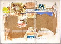 Abstract Expressionist Original Gouache on paper Collage style of de Kooning