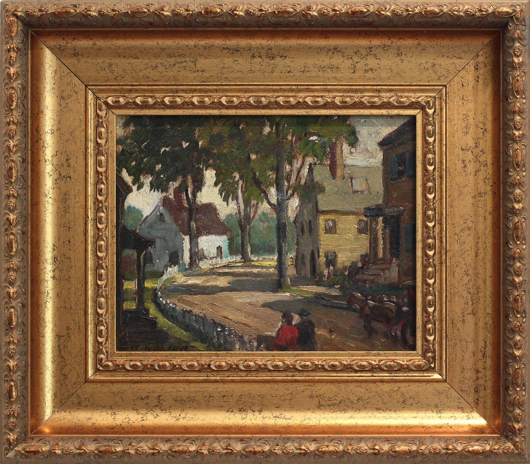 Harold C. Wolcott Landscape Painting - "Village in Paris, France" Impressionist Landscape Scene Oil Painting on Board