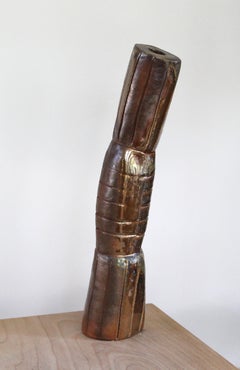 « VERTICAL 4 », sculpture, argile, céramique, abstrait, tribal, motif, tour, colonne