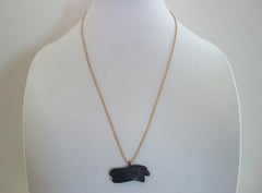HAROLD YELTATZIE - Haida Argillite 'Frog' Pendant Necklace - Canada - Circa 2002