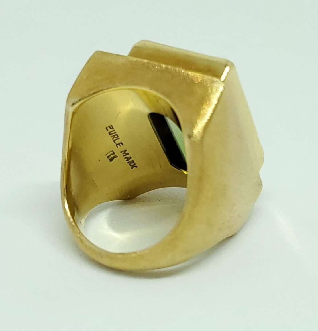 Haroldo Burle Marx 18 Karat Gold Bi-Colored Tourmaline and Diamond Ring In Excellent Condition For Sale In Woodway, TX