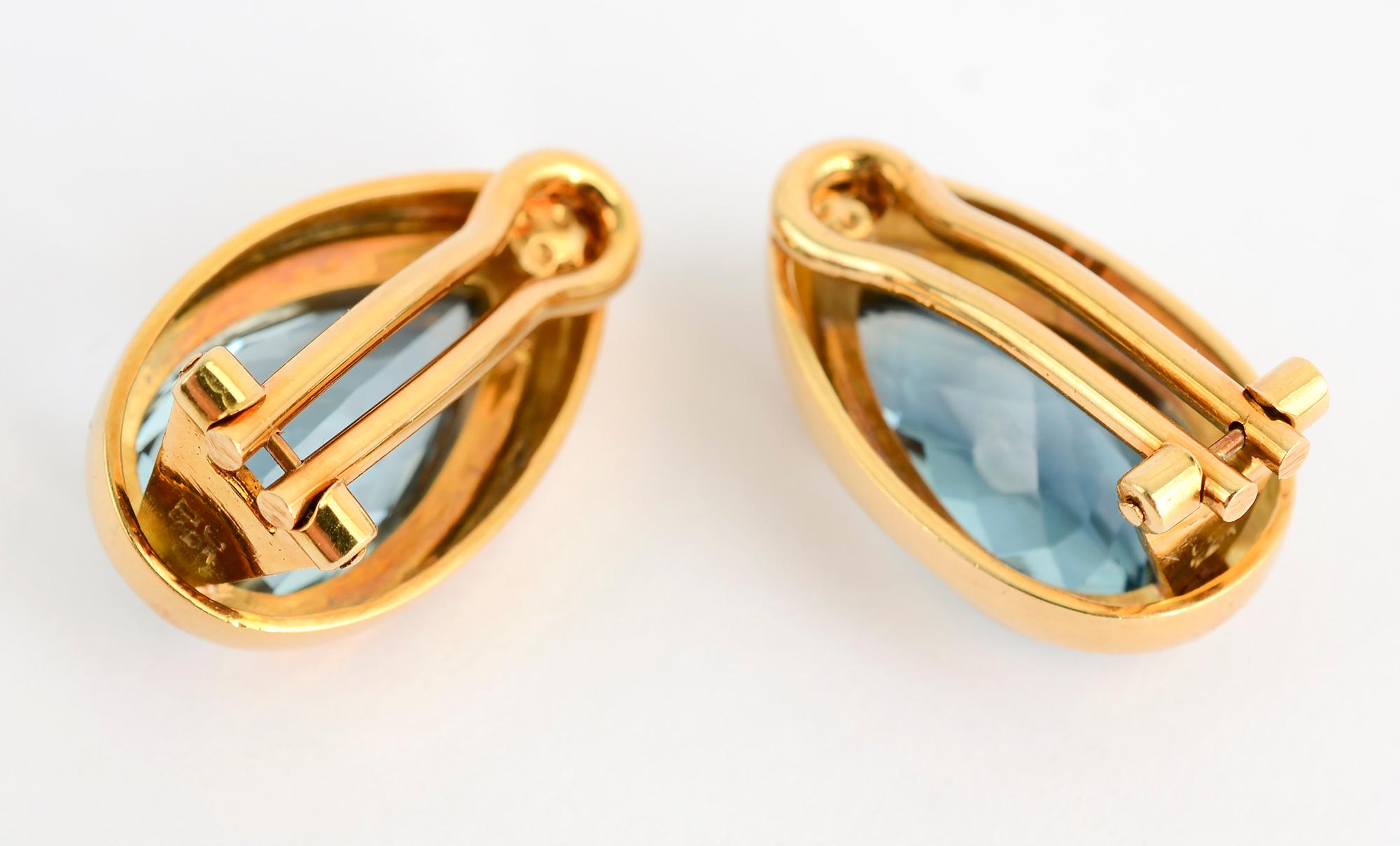 Modern Haroldo Burle Marx Blue Topaz Gold Earrings
