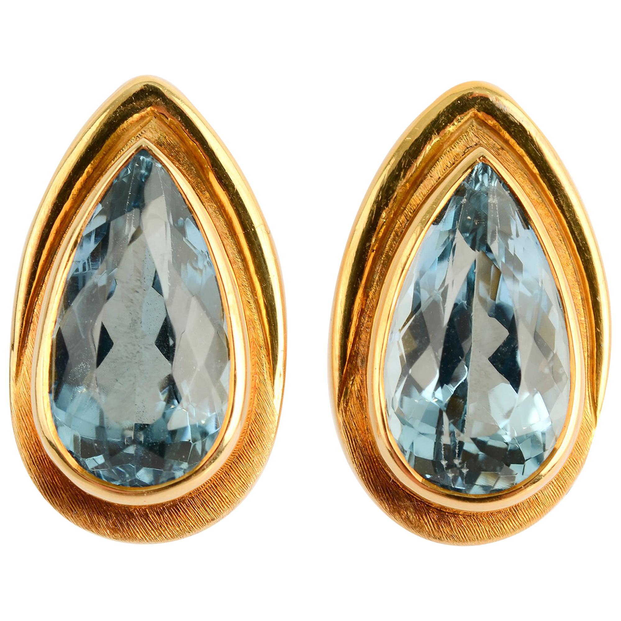 Haroldo Burle Marx Blue Topaz Gold Earrings