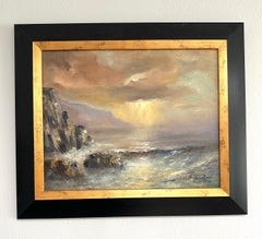 Paisaje marino, Pintura al óleo original, Lista para colgar