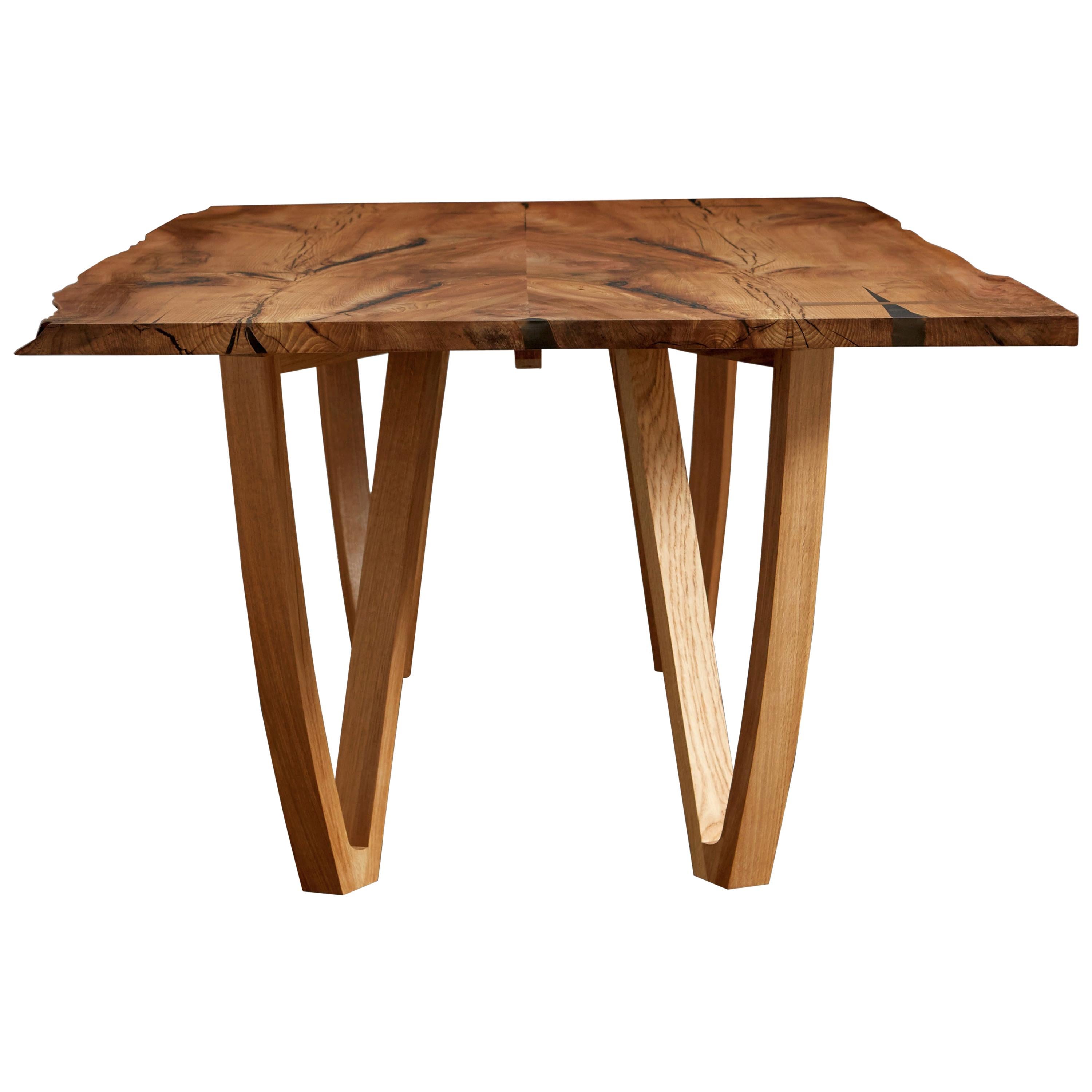 English Elm Dining Table with Bleached and White Oil Finish by Jonathan