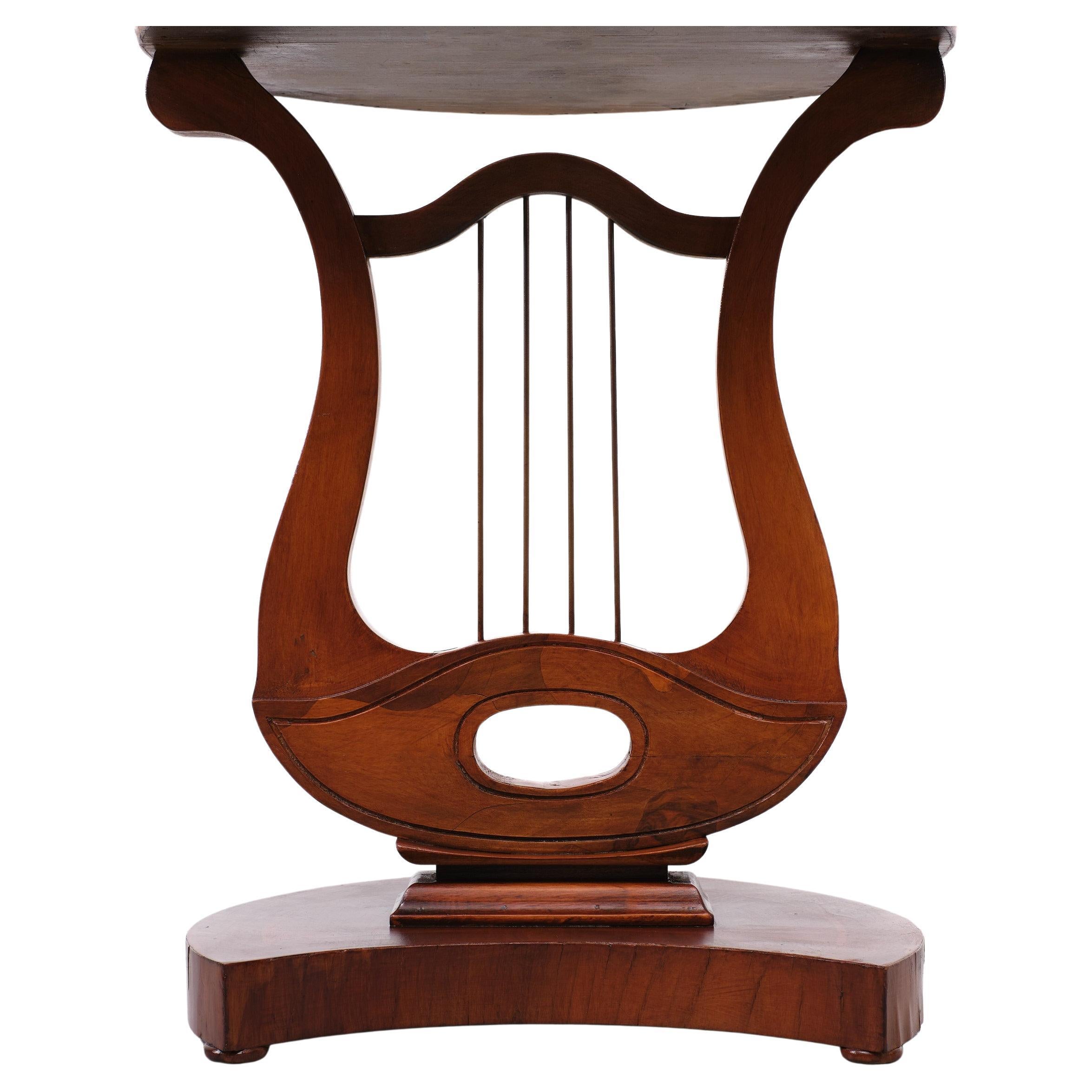 Inlay Harp shaped Baroque side table  1970s Italy 